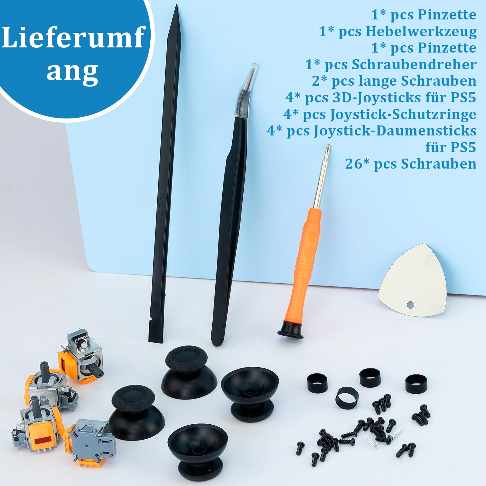 Hall Effekt analogowe pałeczki kompatybilne z kontrolerem PS5 – 4 joysticki zapobiegające dryfowaniu z 4 nasadkami Thumbstick, zestaw naprawczy – kompatybilne z PlayStation 5 DualSense Wireless
