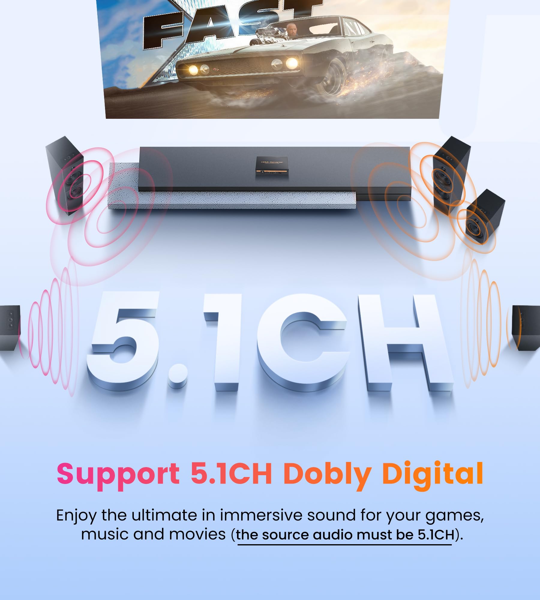 avedio links HDMI Audio Extractor, 4K hdmi Audio Splitter mit hdmi Audio Converter + Optical Toslink SPDIF + L/R Stereo Analog Audio, Hdmi Audio Adapter für Chromecast, Fire Stick, Blu-Ray Player