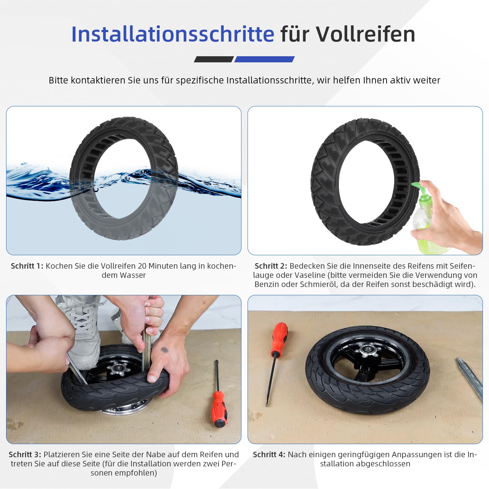 ulip Pneu complet 8,1 x 2,0 pour scooter électrique Xiaomi 4 Go/Ninebot E2/Ninebot E2 Plus, pneu de rechange avant ou arrière de 8", pneu de rechange avant ou arrière