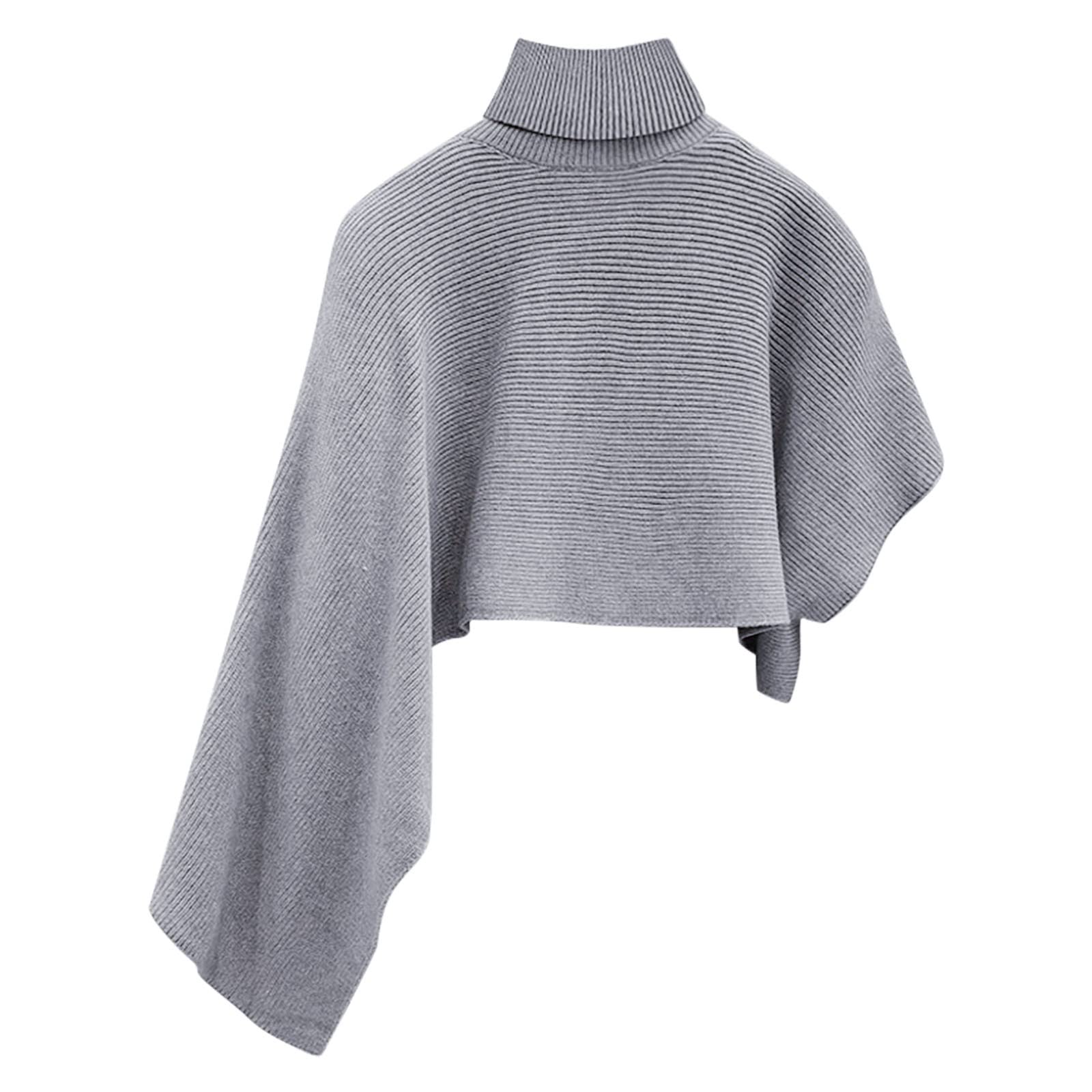 Générique 𝐅oulard Soie Femme Blanc Automne et hiver femmes couleur unie col roulé manteau châle chandail tricoté châle Tour De Cou Femme Ski