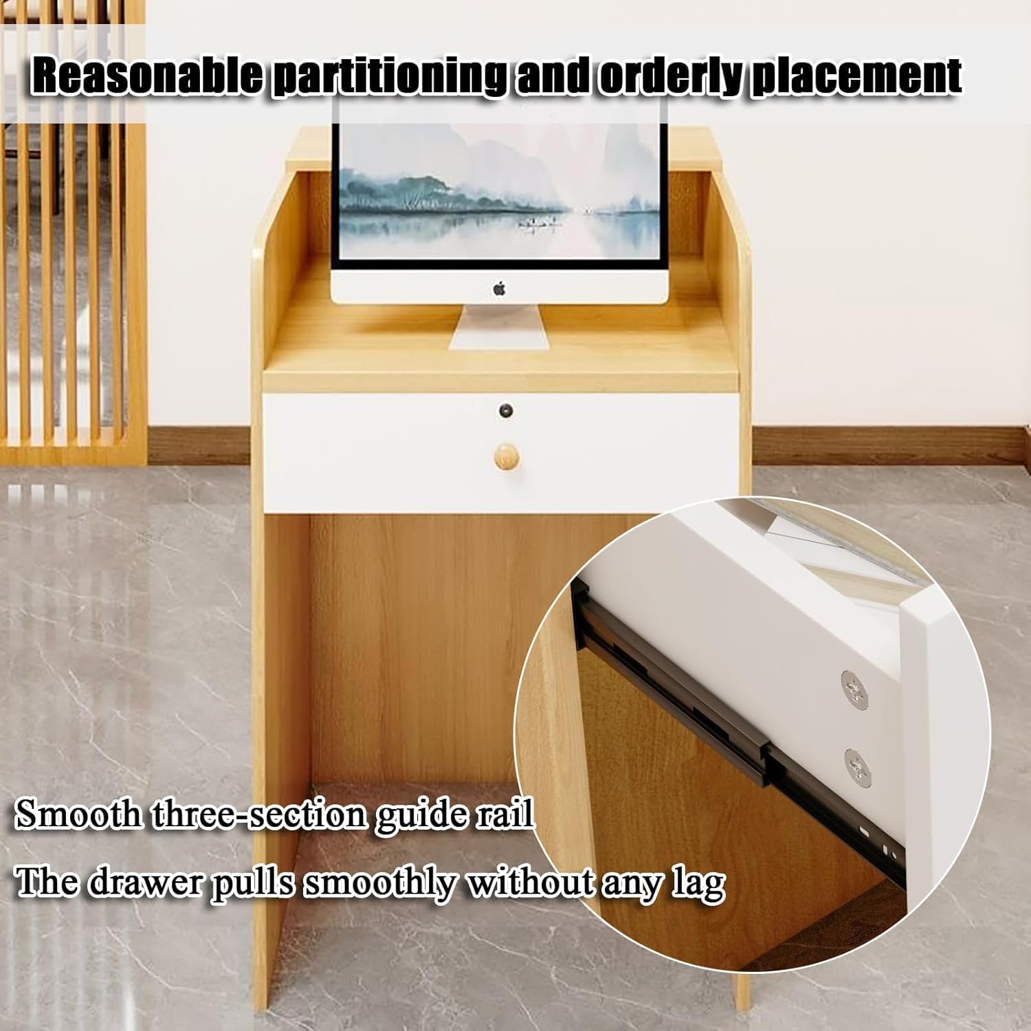 L-Shape Scandinavian Reception Desk, Cashier Counter, Simple Modern, Restaurant, Small Front Desk, A6