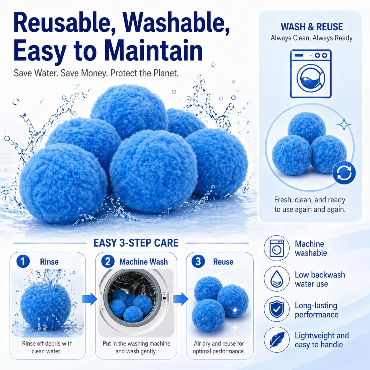 Sfere filtranti per piscina, per filtro a sabbia, palline di filtraggio riutilizzabili in polisfera, ecologiche, per piscina, palline filtranti blu per pompa a sabbia per piscina fuori terra (2,1 kg)