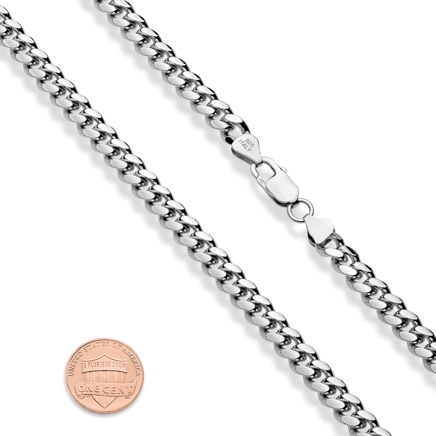 Miabella Italian Heavy 925 Sterling Silver Thick 3.2mm, 5mm, 7mm Curb Cuban Link Chain Necklace for Men Made in Italy - Image 2