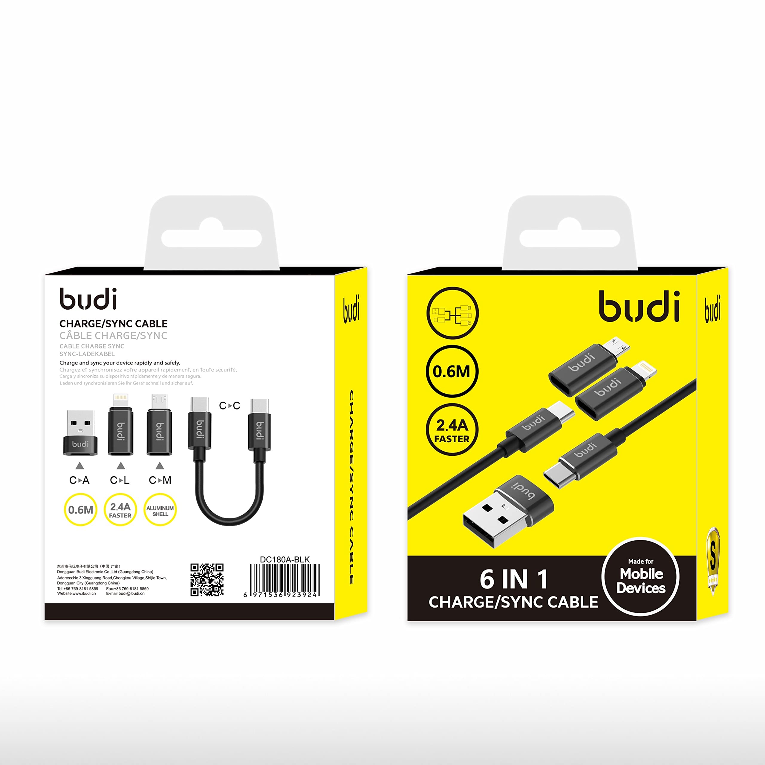 fonefunshopUniversal Phone Charging Cable Set, Budi Fast Charging And Data Transfer Cable Kit