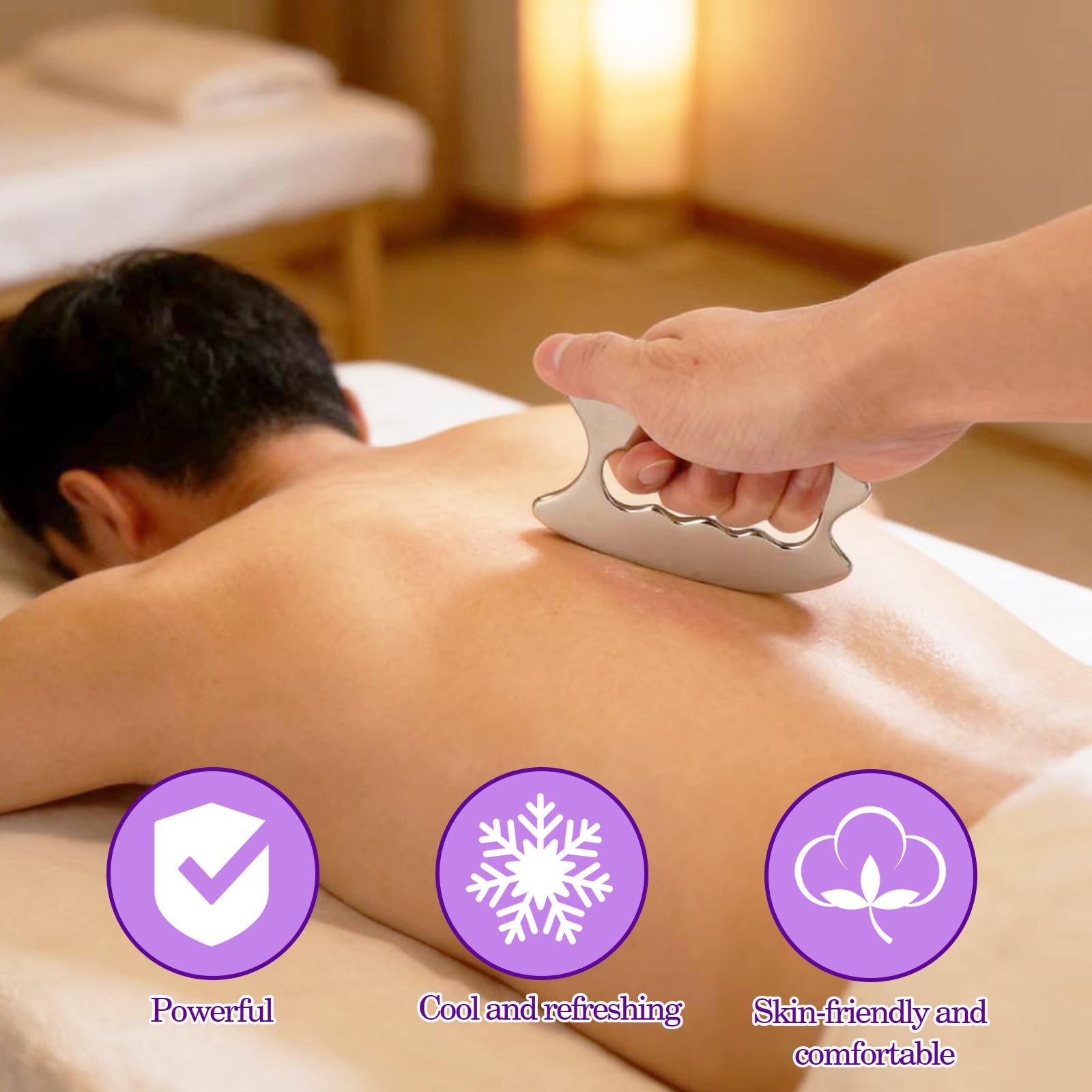 Gua Sha zestaw do masażu powięzi ze stali nierdzewnej, 2 w 1, nóż do masażu powięzi + gua Sha Mini Tool skrobak do ciała, twarzy, liftingu, drenażu limfatycznego, relaksu mięśni w domu i studiu
