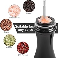 Vista 3 de LHS Molinillo de pimienta, molinillo de sal, molinillo de pimienta arcílica con núcleo de molienda de cerámica ajustable (8 pulgadas, negro)