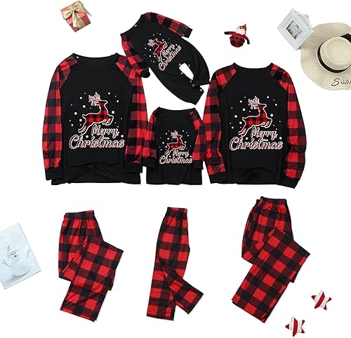 Miniatura 2 de Pijamas de Navidad a juego para la familia, conjunto de pijamas de Navidad a cuadros, pijamas a juego para la familia