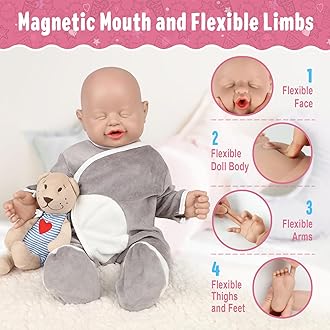 Vollence 16 inch Sleeping Full Body Silicone Baby Dolls Boy, Soft Newborn Reborn Silicone Babies for Kids Gifts - Boy