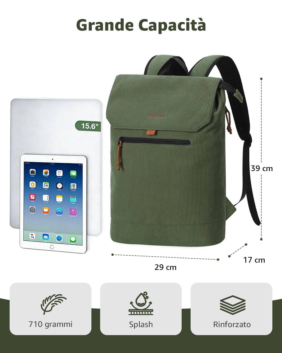 Matowy skórzany plecak damski z kieszenią na laptopa 15,6", stylowy plecak miejski i biznesowy na uczelnię, do szkoły, na podróż i na co dzień, L, Casual