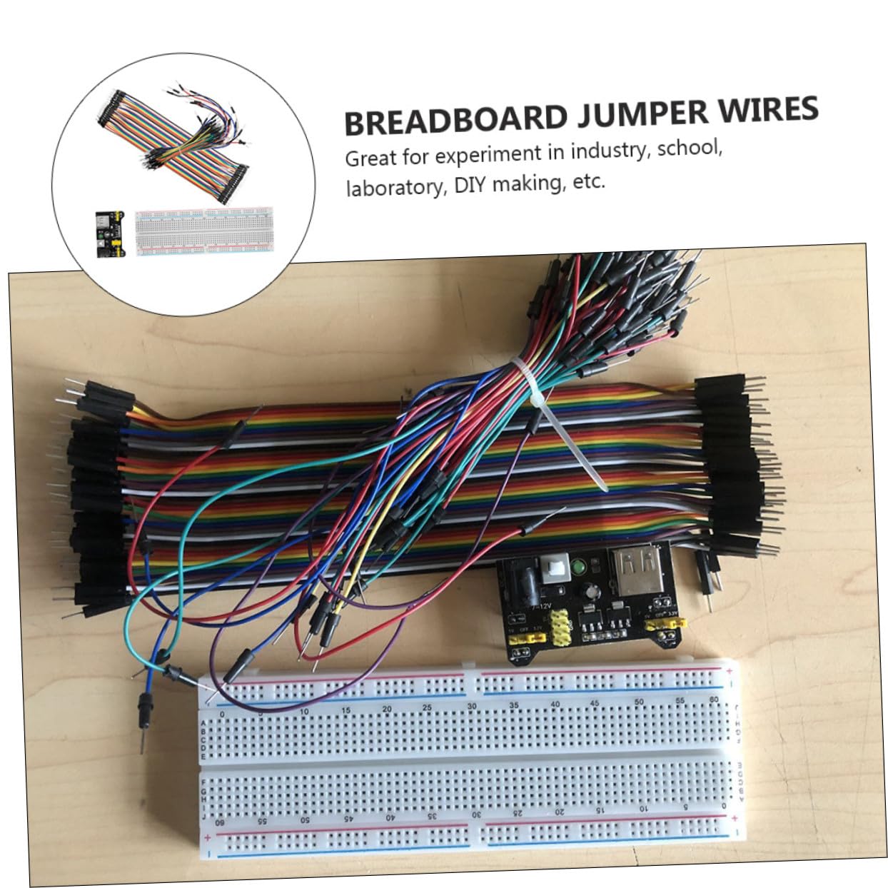 Kit di Avvio Breadboard con Alimentatore Fili Jumper per Prototipi Elettronici DIY Scuola e Laboratorio