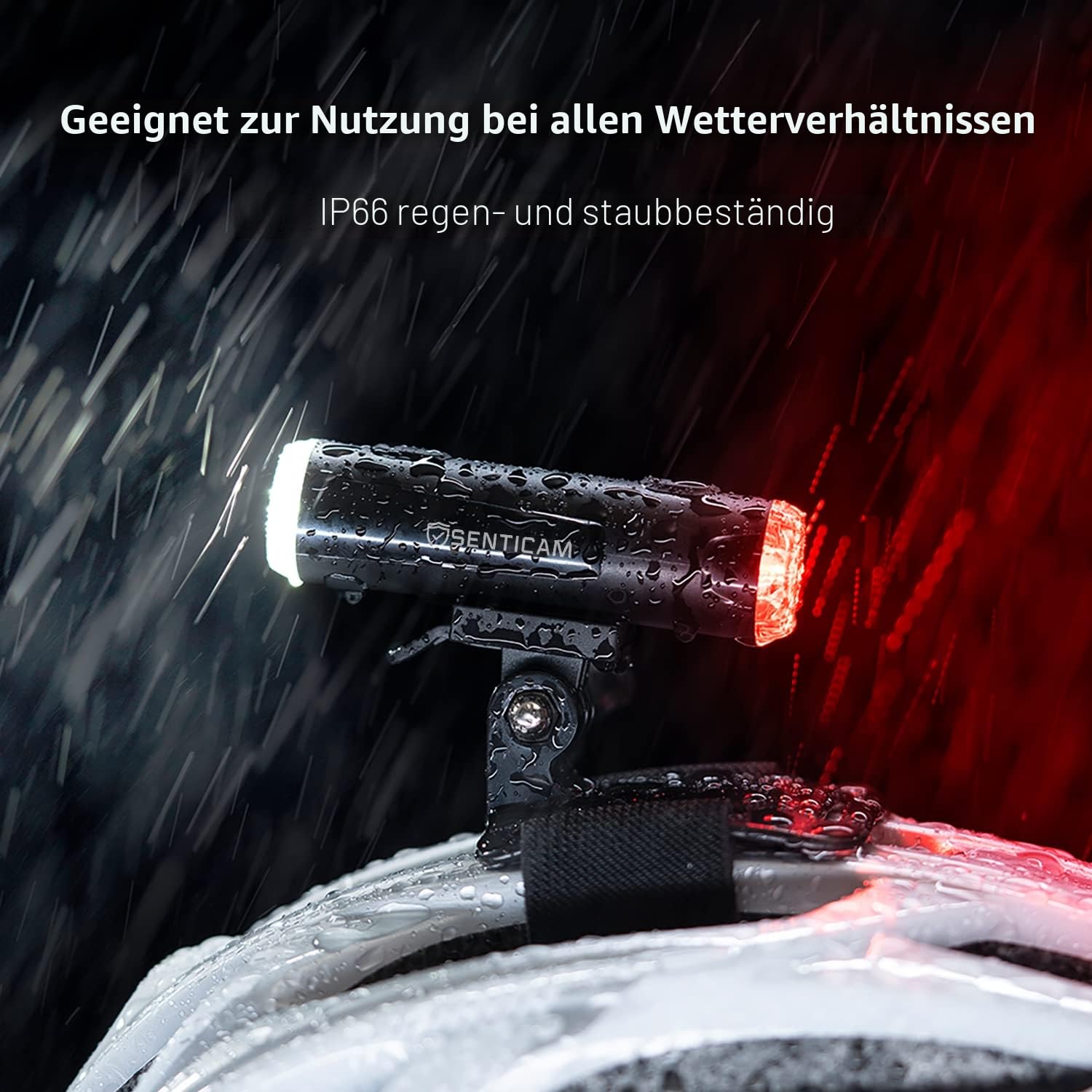Fahrradhelm-Licht, USB Wiederaufladbar, Dual-Lichter Vorne und Hinten, IP66 Wasserdicht, Tragbar, Taschenlampe Mit Laufzeit Bis Zu 86 Stunden