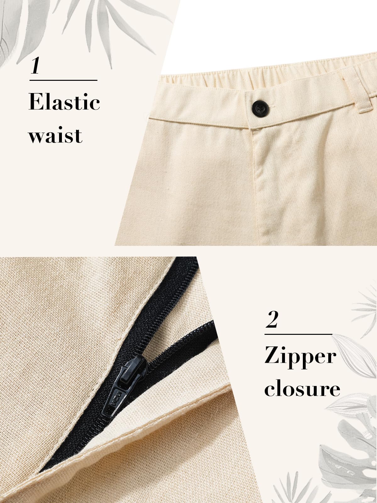 Suwangi Hombre Pantalones de Casuales Pantalones Largos Verano Ligeros Pantalon Lino Mezclar Cintura Elástica con Bolsillos — view 4