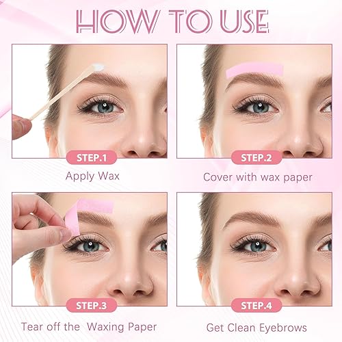 Miniatura 9 de El kit de 600 tiras de cera y aplicador de cera incluye 400 tiras de cera para cejas, tira de tela de papel de cera blanca y 200 barras aplicadoras