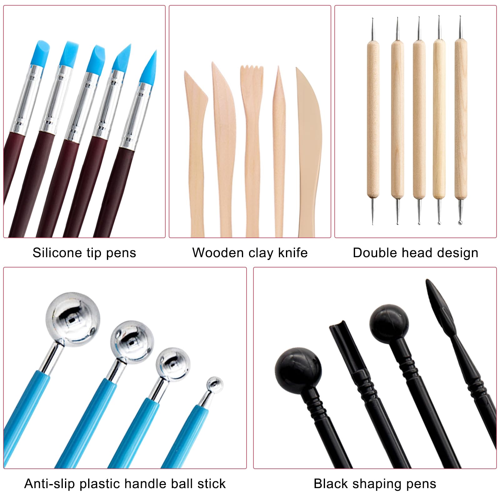10 Strumenti Per Scolpire L'Argilla In Silicone – Set Di Pennelli E Punteggiatori Per Ceramica E Fondente - 2