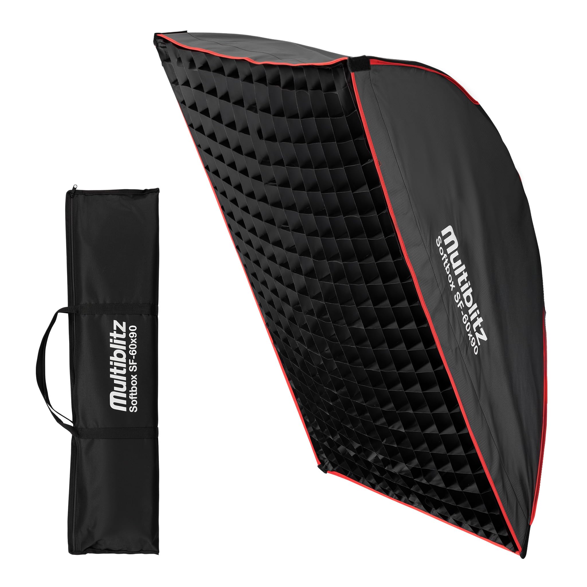 Multiblitz Softbox SF-60x90 Bowens, z siatką i dyfuzorami, modyfikator światła do lamp studyjnych i stałego światła LED, dyfuzor światła do fotografii portretowej i oświetlenia filmowego