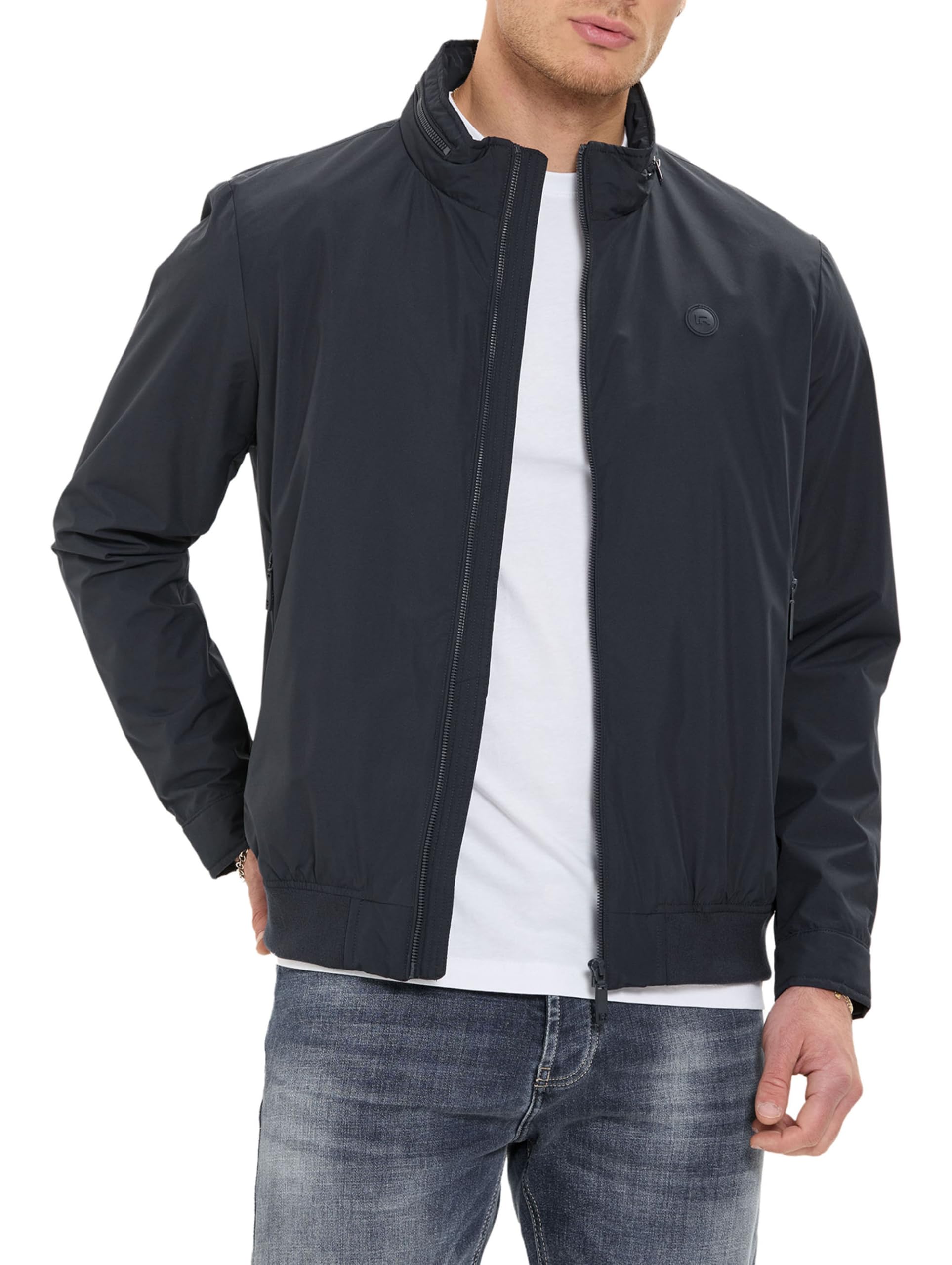 Redbridge Chaqueta de entretiempo ligera con capucha oculta en cuello alto, chaqueta informal para el tiempo libre para primavera y otoño