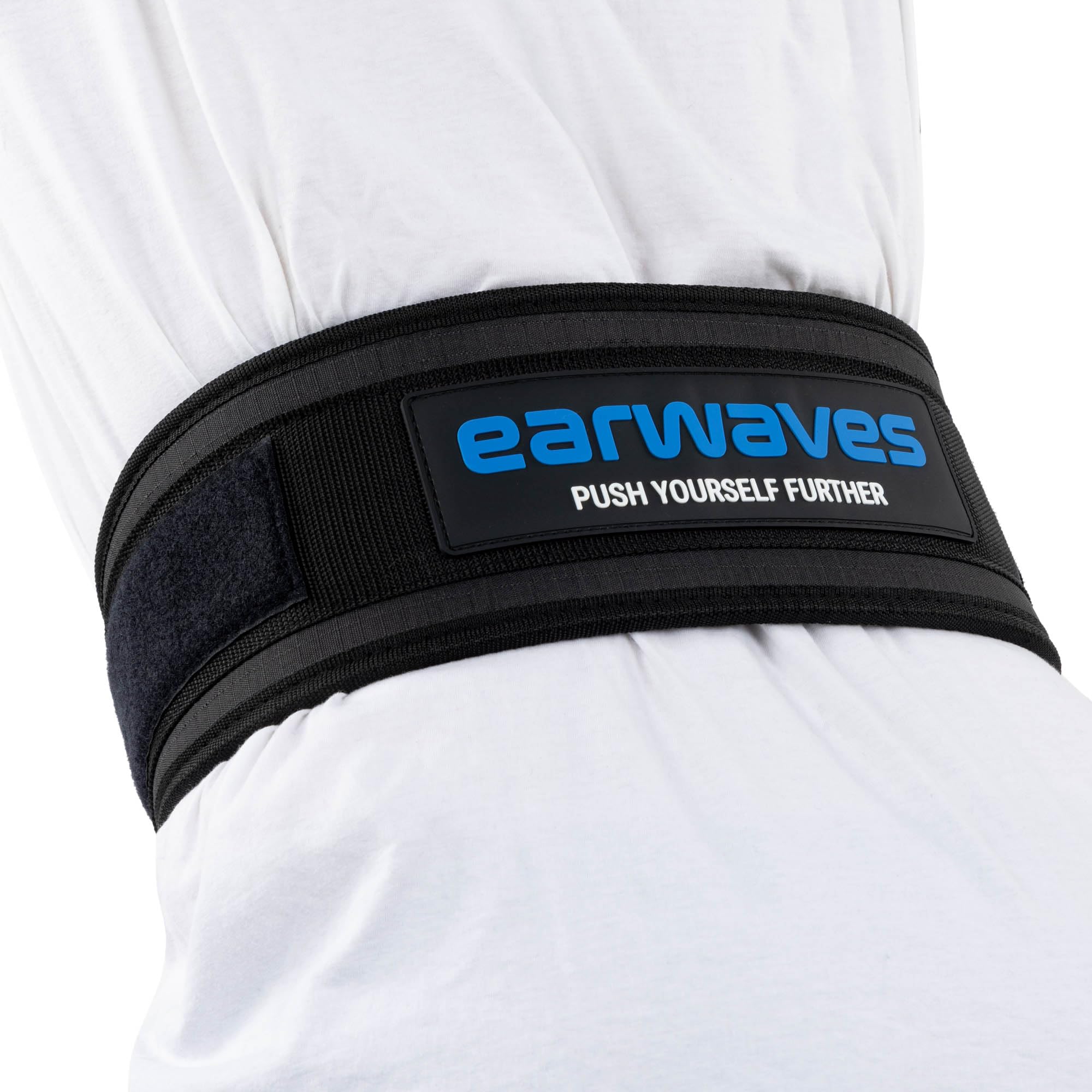 Earwaves ® ATLAS™ Belt I Cinturón halterofilia lumbar levantamiento de peso I Zona lumar ancha I Velcro largo I Hebilla cierre seguridad I Sentadillas, peso muerto I Espacio para parches