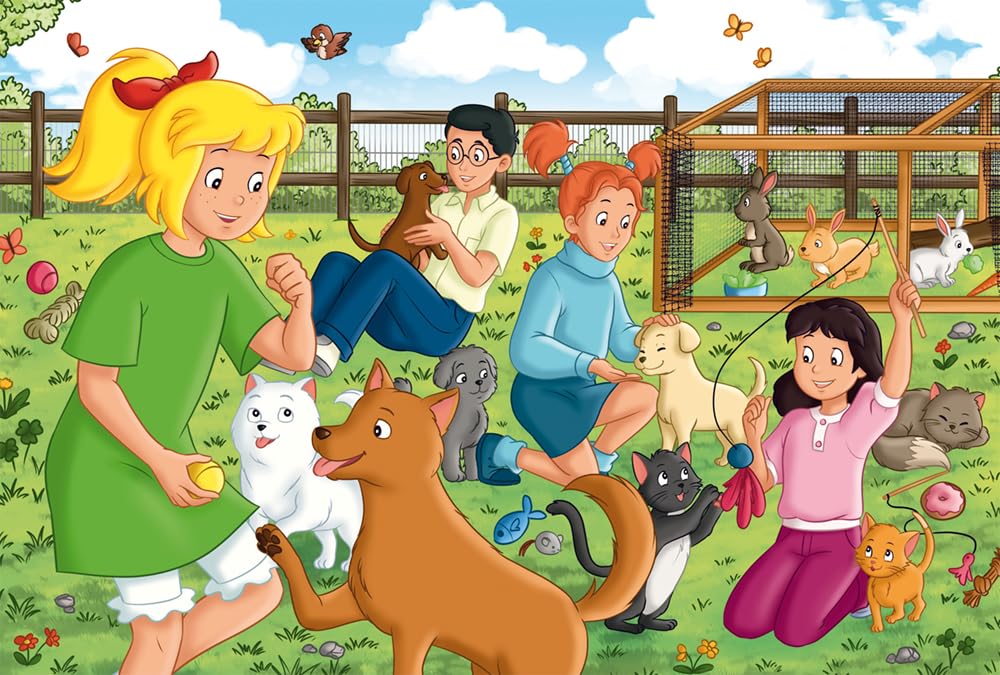 Schmidt Spiele 56541 Bibi Blocksberg, Animal Pension, 100 Pieces, Children's Puzzle Made of Grass Cardboard, Multi-Coloured