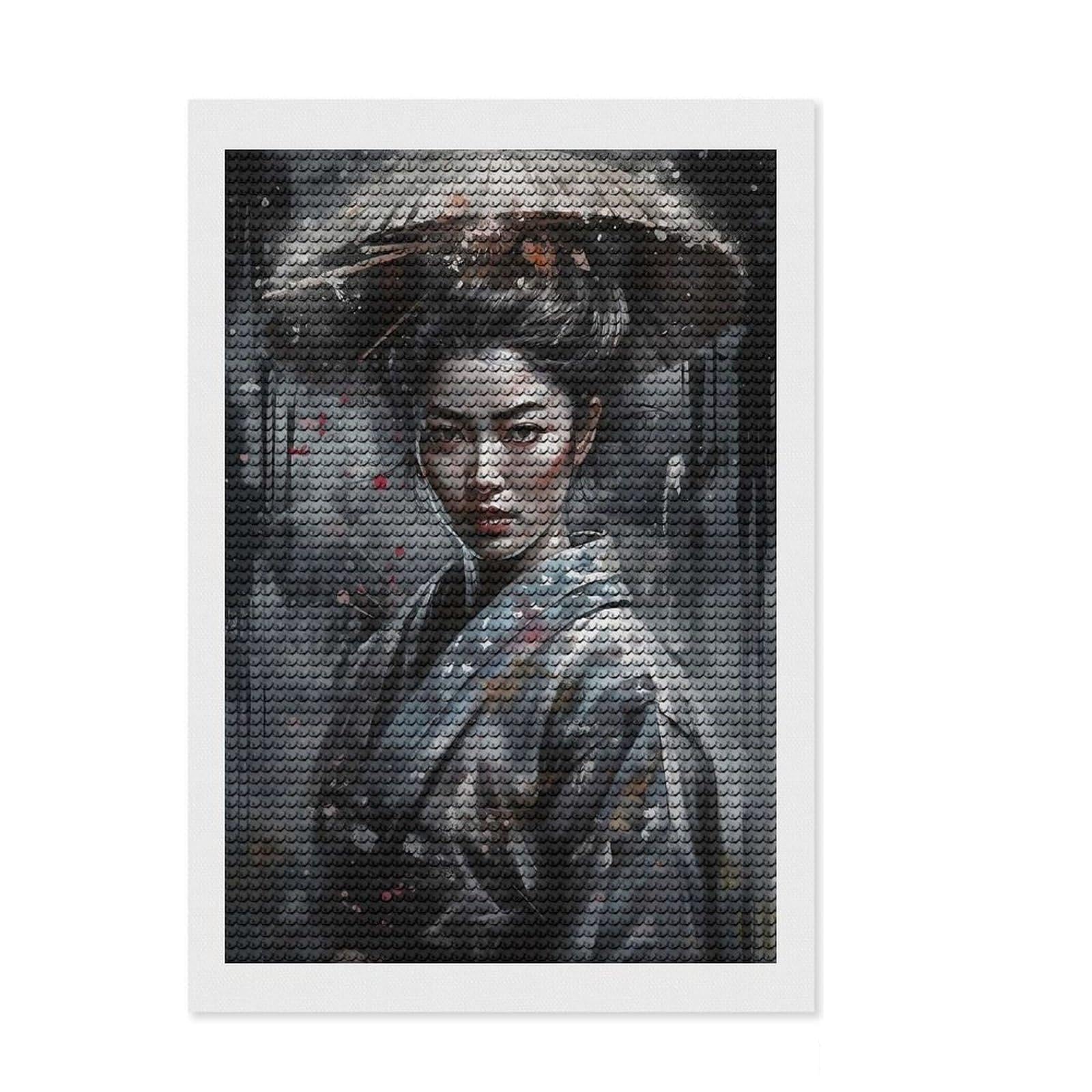 Junmoney Geisha 2 of 4 Round Drill Diamond Painting 8"x12", Relaxing DIY Hobby, Sparkling Round Gems, Modern Decor, for Adults