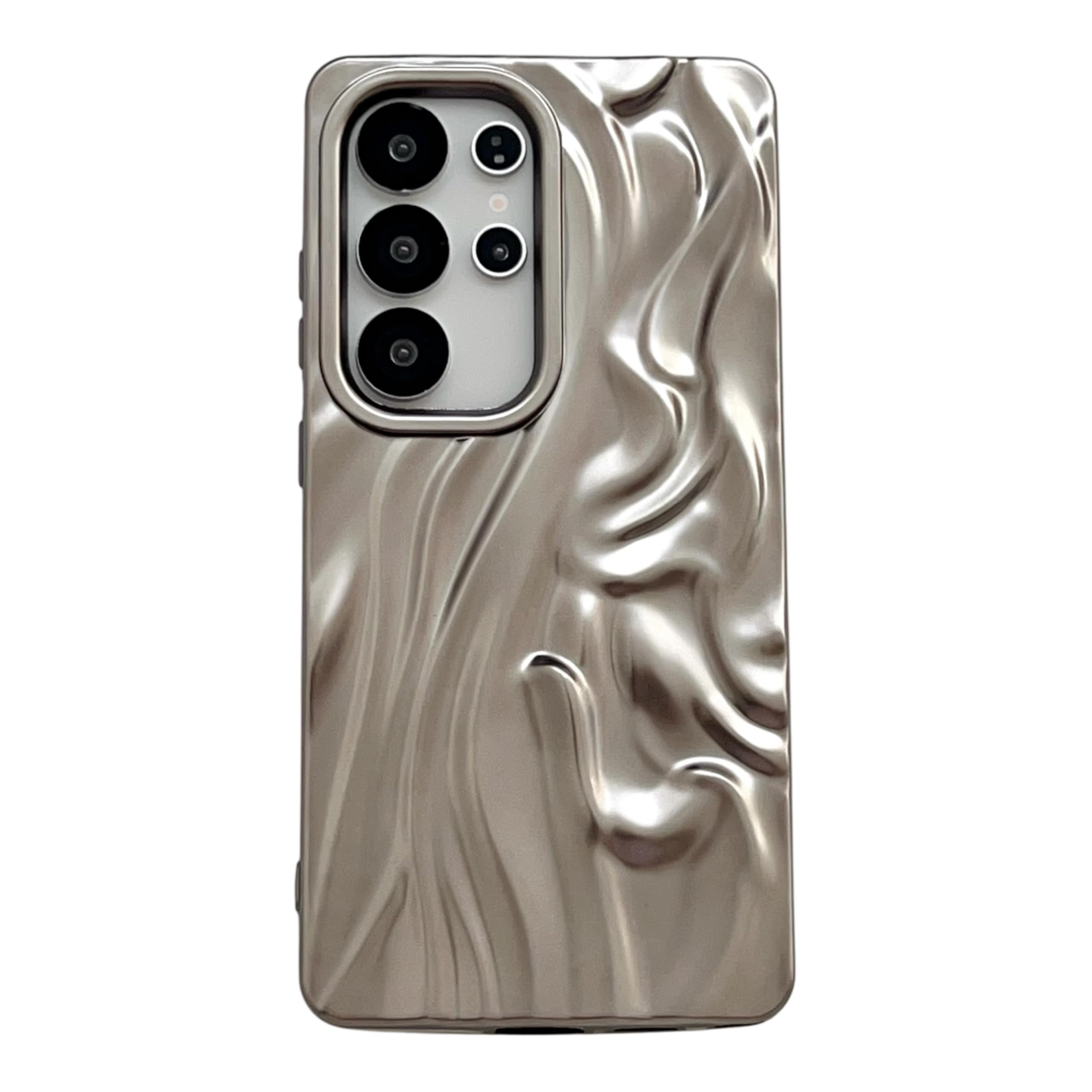 Caseative for Samsung Galaxy S24 Plus Case,Pleated Water Ripple Chrome Wave Pattern Soft Compatible with Samsung Case (Silver,Samsung Galaxy S24 Plus)