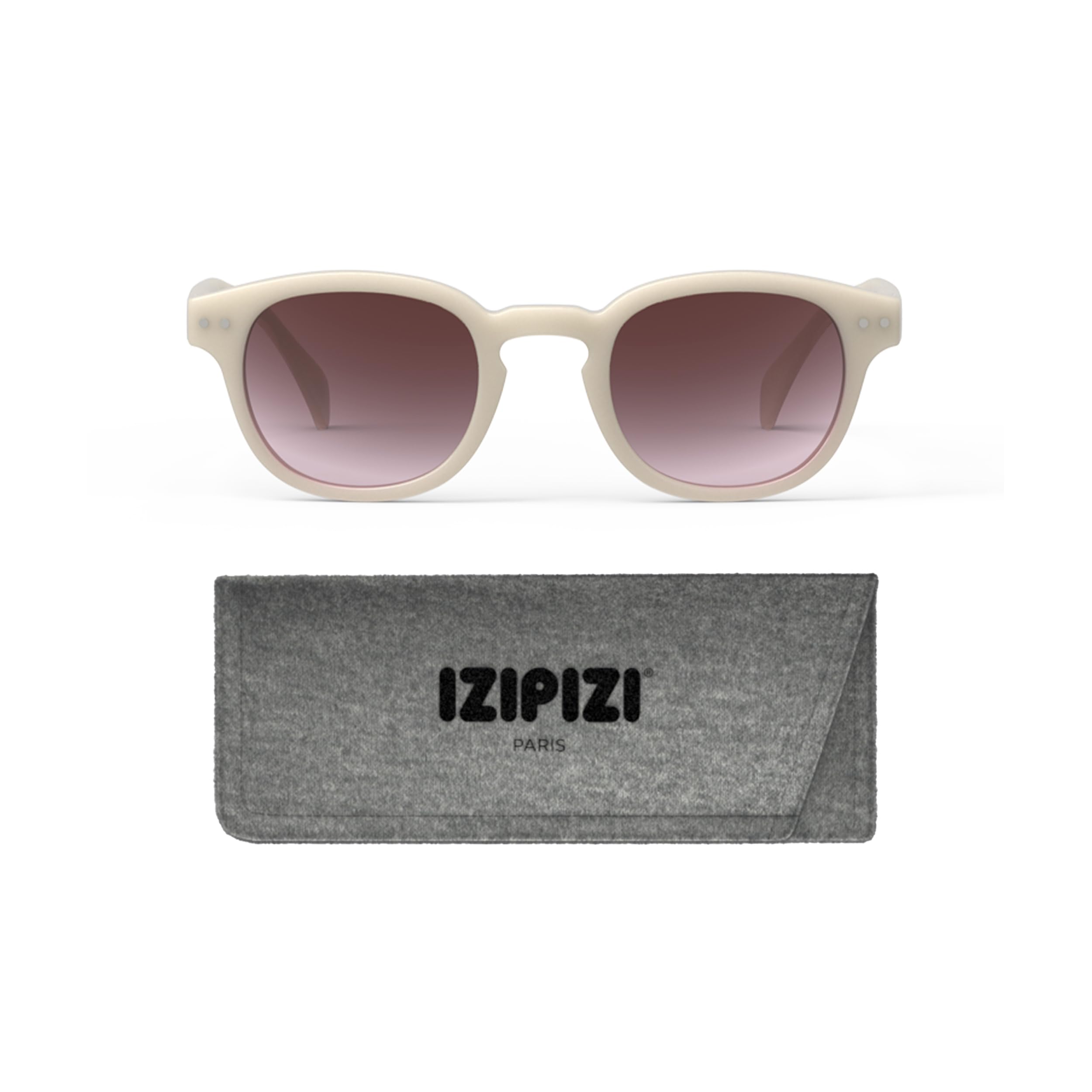 IZIPIZI SUN #C Sunglasses Men & Women – Pantos with Biobased Frame, Anti-Scratch Grey Lenses, 100% UV Category 3 Protection