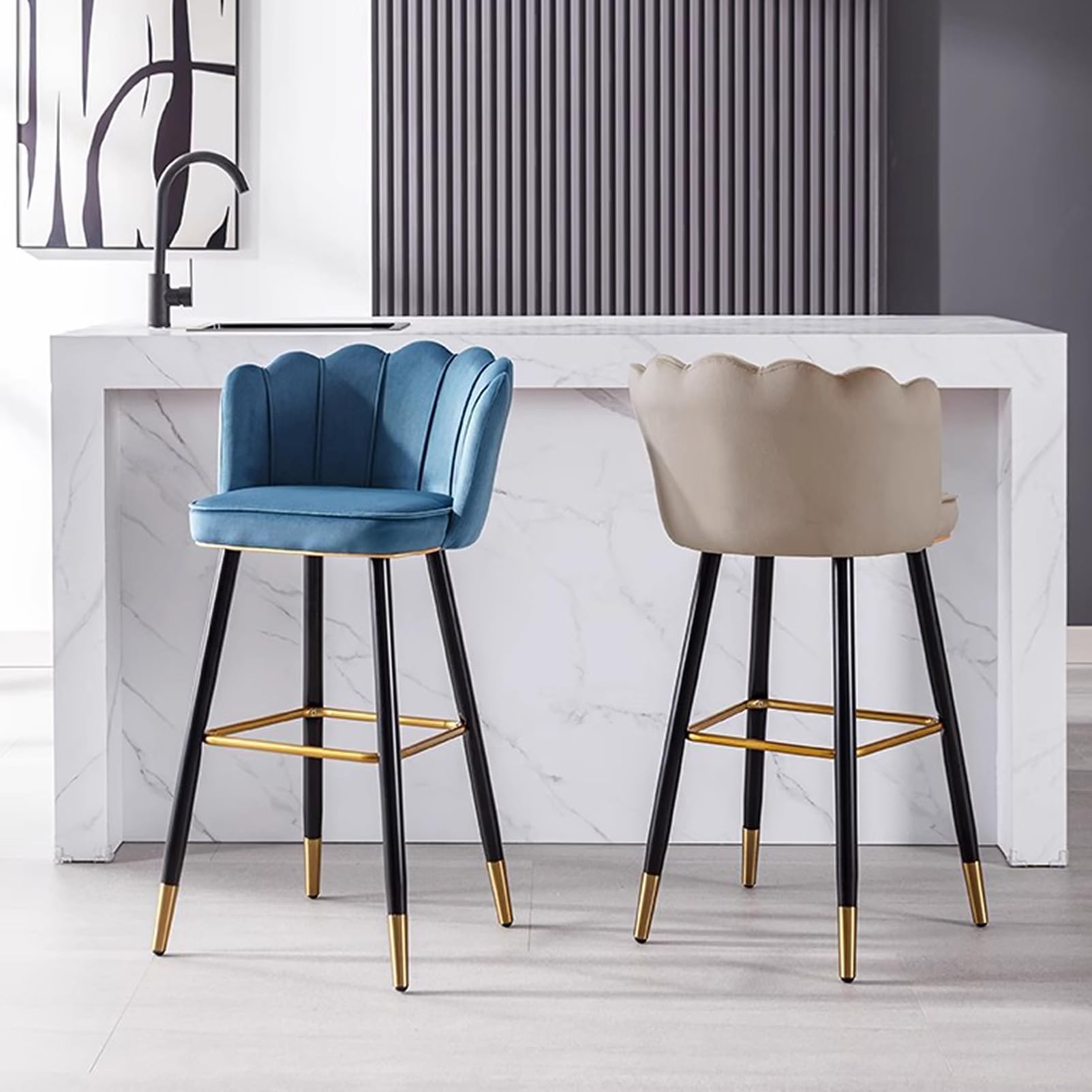 専用②】赤ベルベット カウンターチェア 2脚セット おしゃれ 固定式