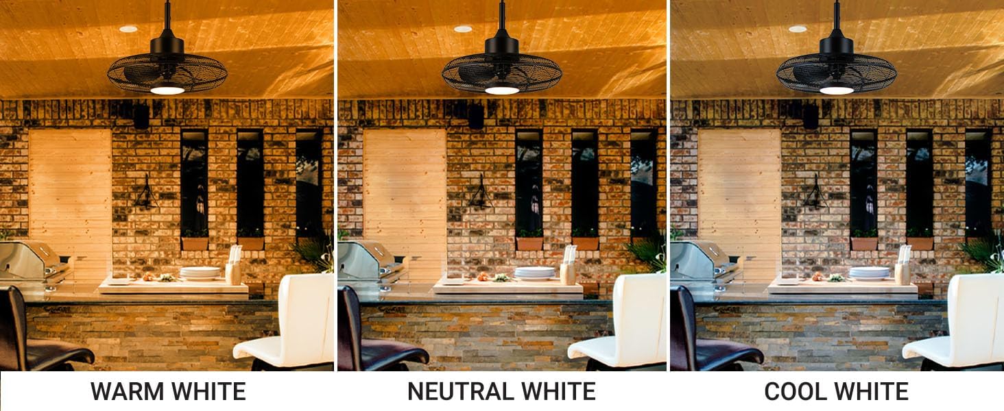 Wynwood QL11191BK 20-Inch Markham Wet Rated Ceiling Fan, Matte Black, Outdoor Ceiling Fan with 3-Way CCT LED Light, 3-Speed Remote Control, All-Weather ABS Blades