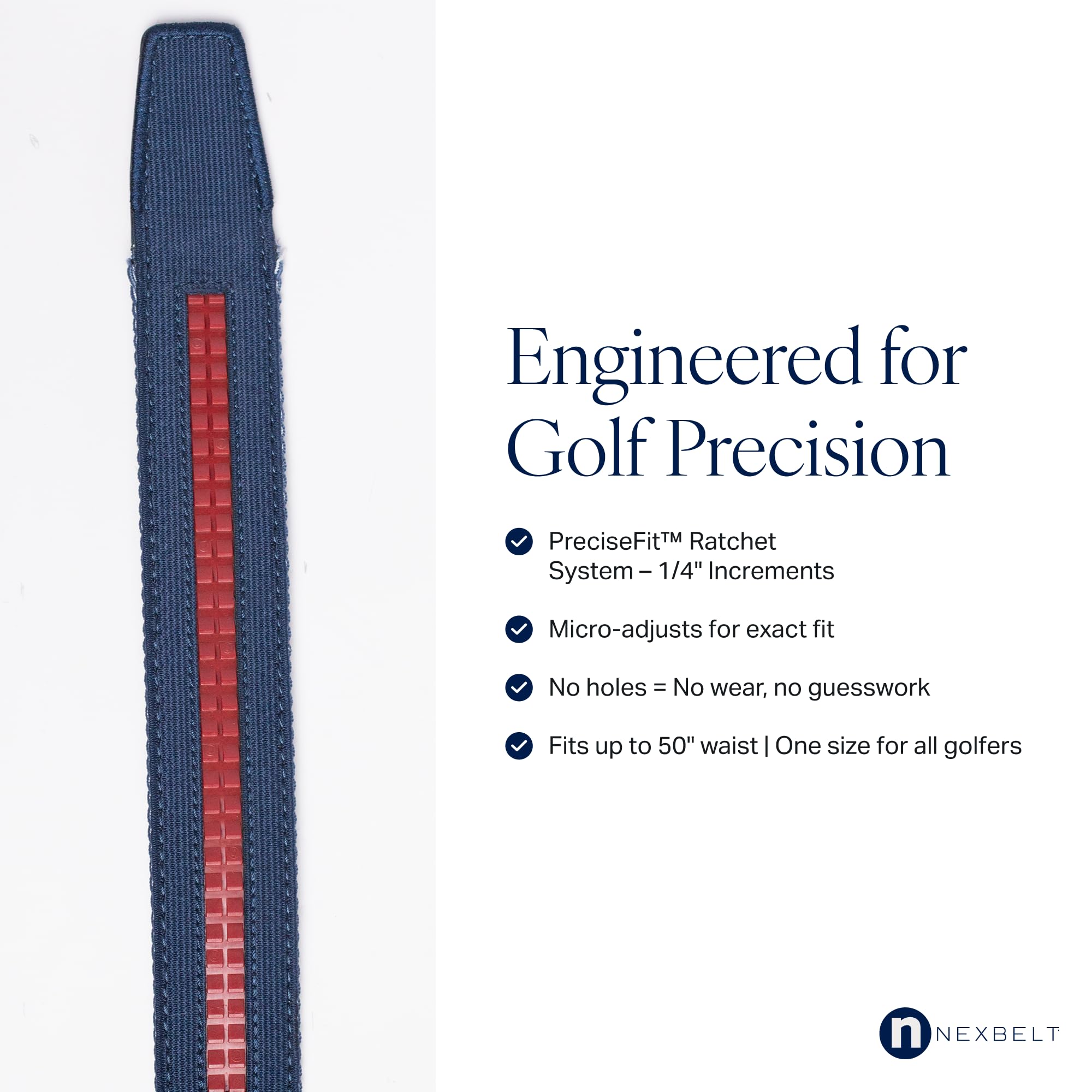 Nexbelt Men's Braided Ratchet Golf Belt – Adjustable, Stretch Fit – For Casual Wear & Golfing (Fits up to 50