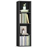 VASAGLE Custos Collection - Bookshelf, 4-Tier Bookcase, Book Shelf, Open Storage Shelf, 9.4 x 11.8 x 41.7 Inches, for Living Room, Home Office, Dining Room, Ebony Black ULBC434B01