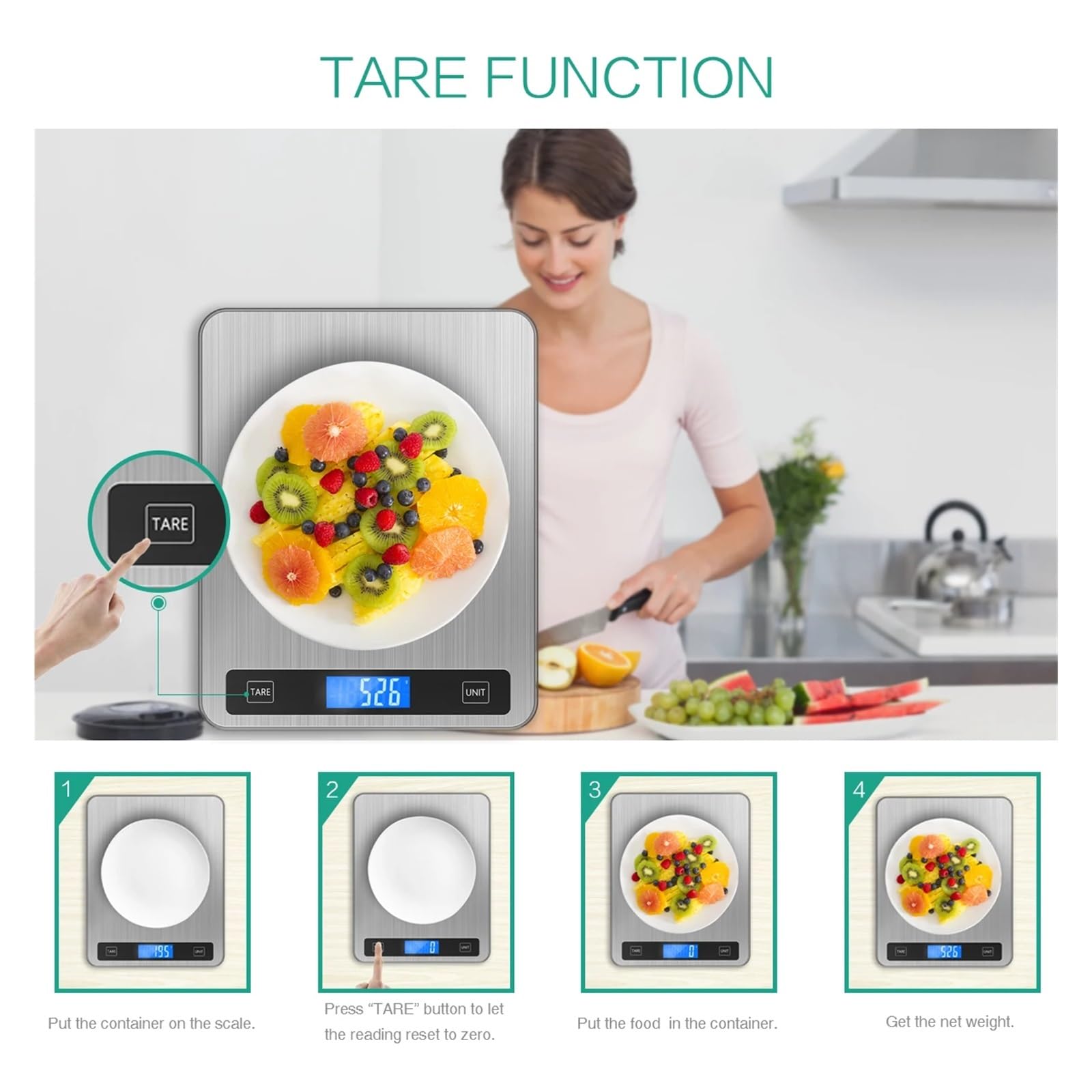 20Kg/1g cyfrowa waga kuchenna zasilana przez USB waga wielofunkcyjna waga do żywności do pieczenia gotowanie gospodarstwa domowego ważenie waga elektroniczna,Waga precyzyjna(Nero)