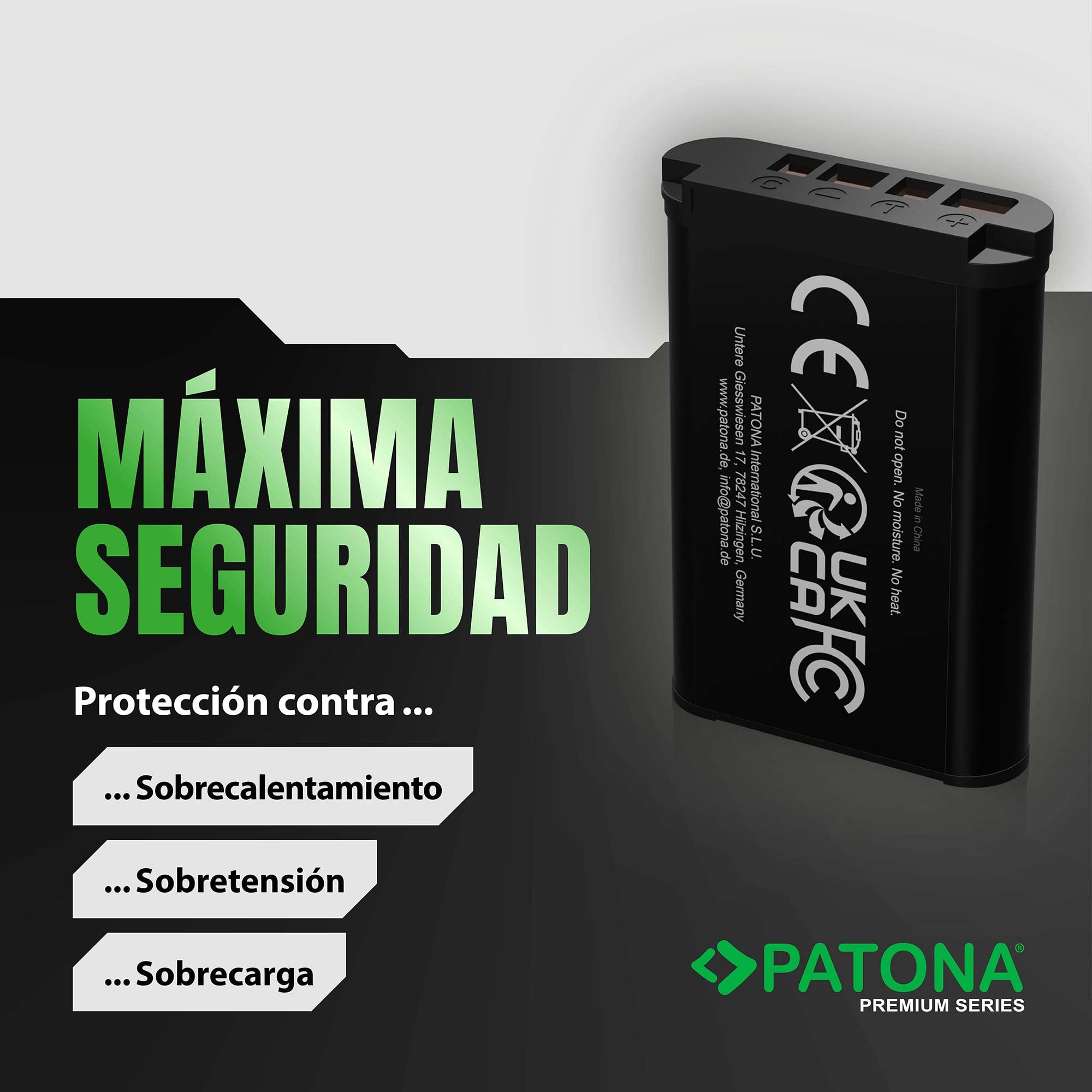 PATONA 2X Premium NP-BX1 Batería 1090mAh Compatible con Sony CyberShot DSC-RX1 R RX1 RX100 II III IV V Vi VII M HX50 HX60 HX80 HX90 HX99 HX400V WX300 WX500 DSC-RX100 DSC-HX50 NPBX1 NP BX1