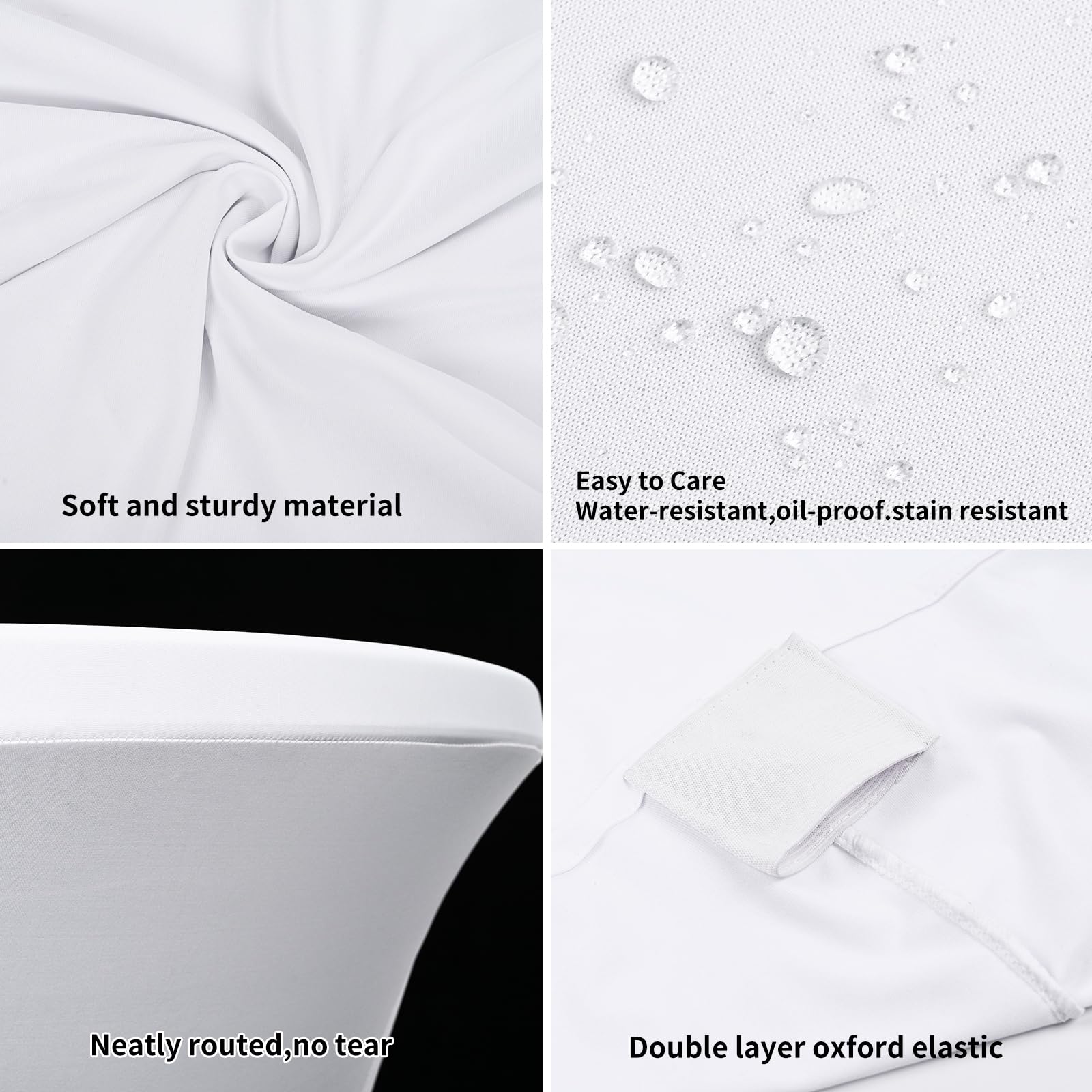 Paquete de 6 manteles elásticos de elastano con esquinas cuadradas de 80 x 110 cm, color blanco, para mesa alta, impermeables, para cóctel, bar, boda, cóctel, fiesta, banquete (blanco)