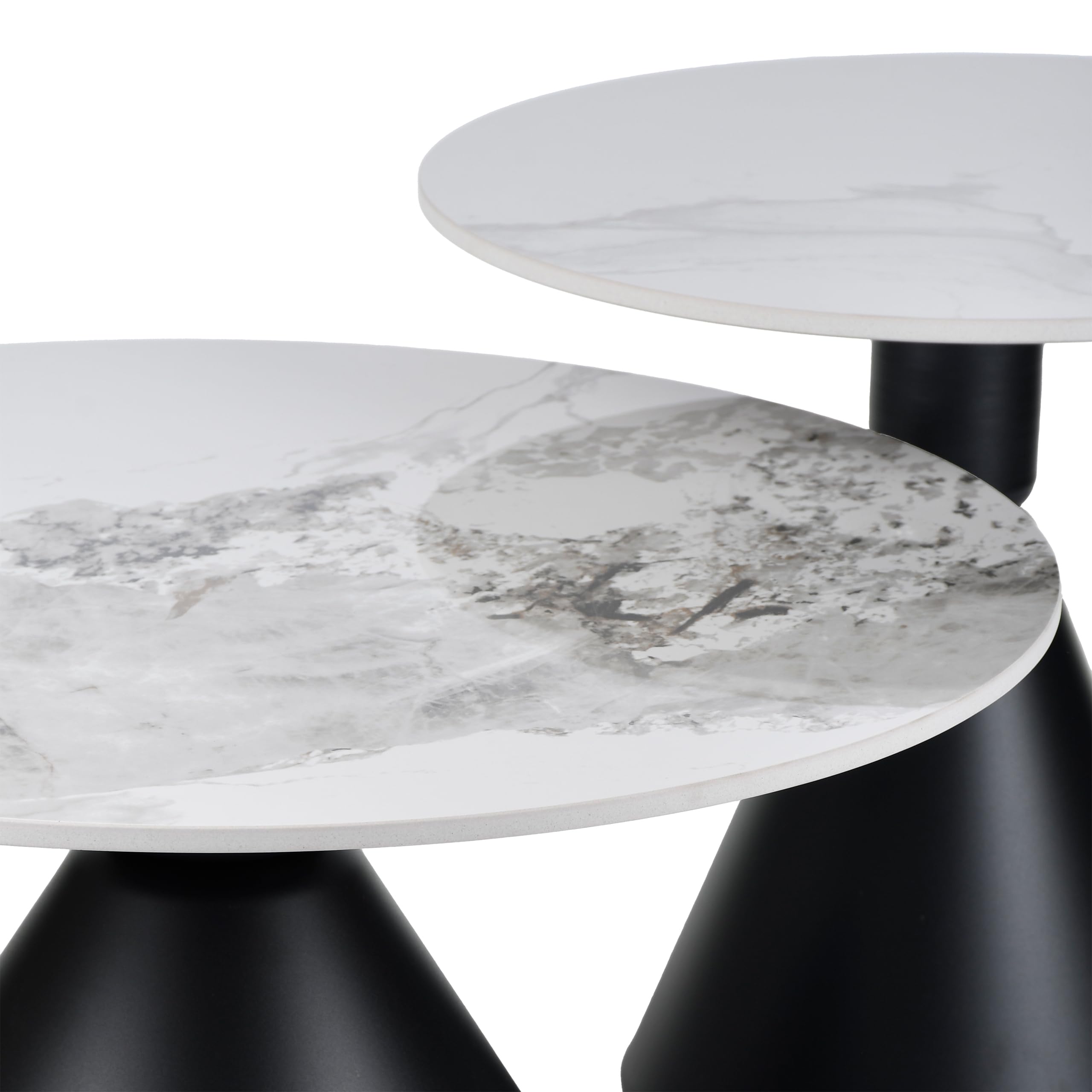 Couchtisch 2er Set Rund Elva 50cm und 70cm Durchmesser - Bedside Table Concept Tisch Trendiger Moderner - Architekturtisch Stilvoller Nachttisch oder Wohnzimmertisch Pulverbeschichtet