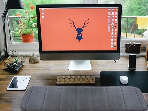 Miniatura 6 de Creatiee - Codera de muñeca mejorada para computadora, de algodón con memoria de alta calidad, para teclado de escritorio, reposabrazos, para