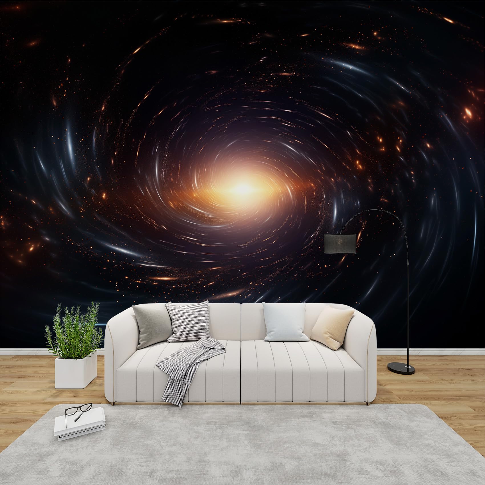AevuCub Cosmic Wall Mural - Galaxy Black Hole Mural Wallpaper for Living Room, Bedroom Decor, Nebula Swirl Wall Art, Non-Woven Photo Wallpaper 3D Effect, 366x254 cm — image 1