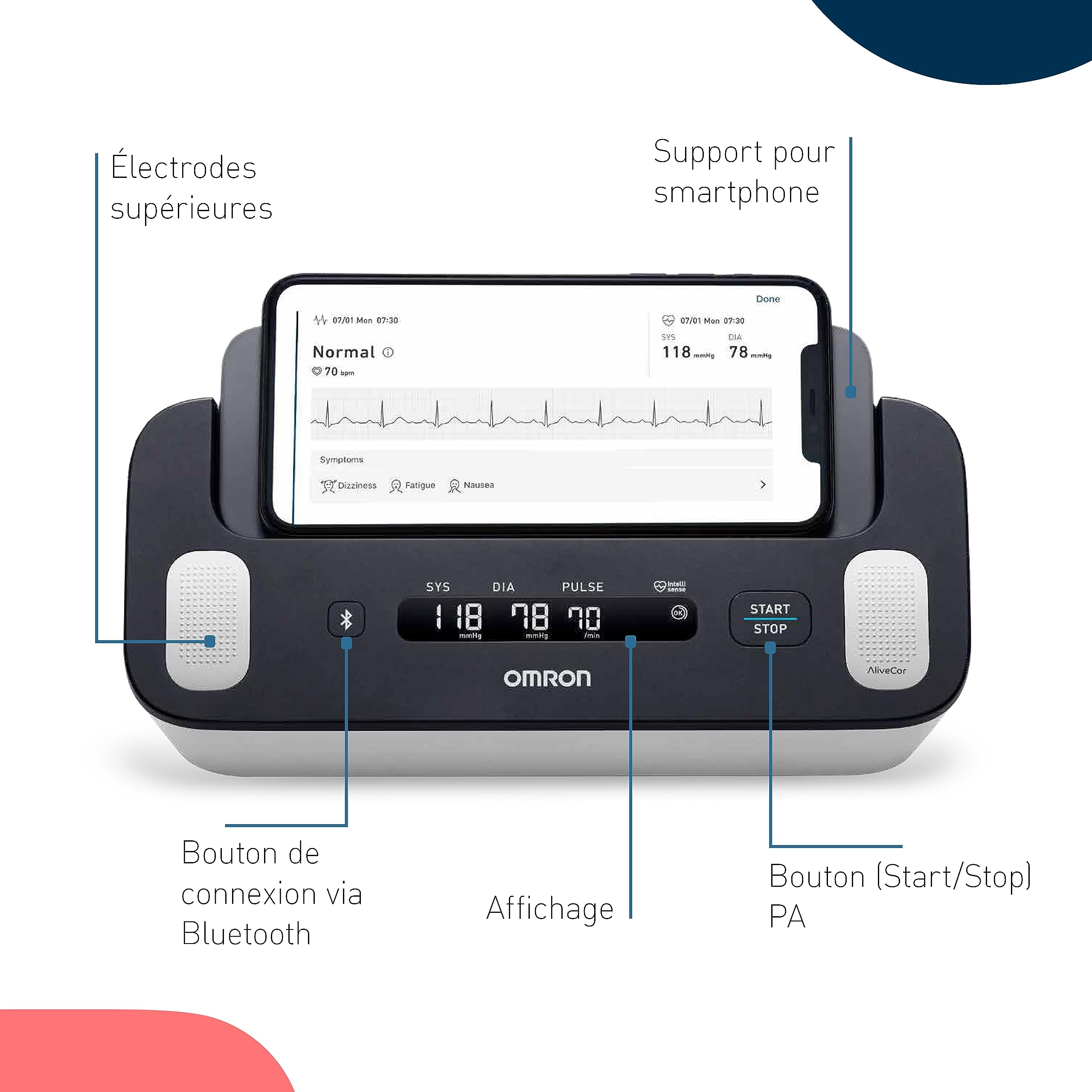 OMRON Complete Tensiomètre Bras et Appareil a Électrocardiogramme (ECG) | Validé cliniquement | Pour la détection de l'hypertension et le dépistage de la Fibrillation Auriculaire (FA) à domicile
