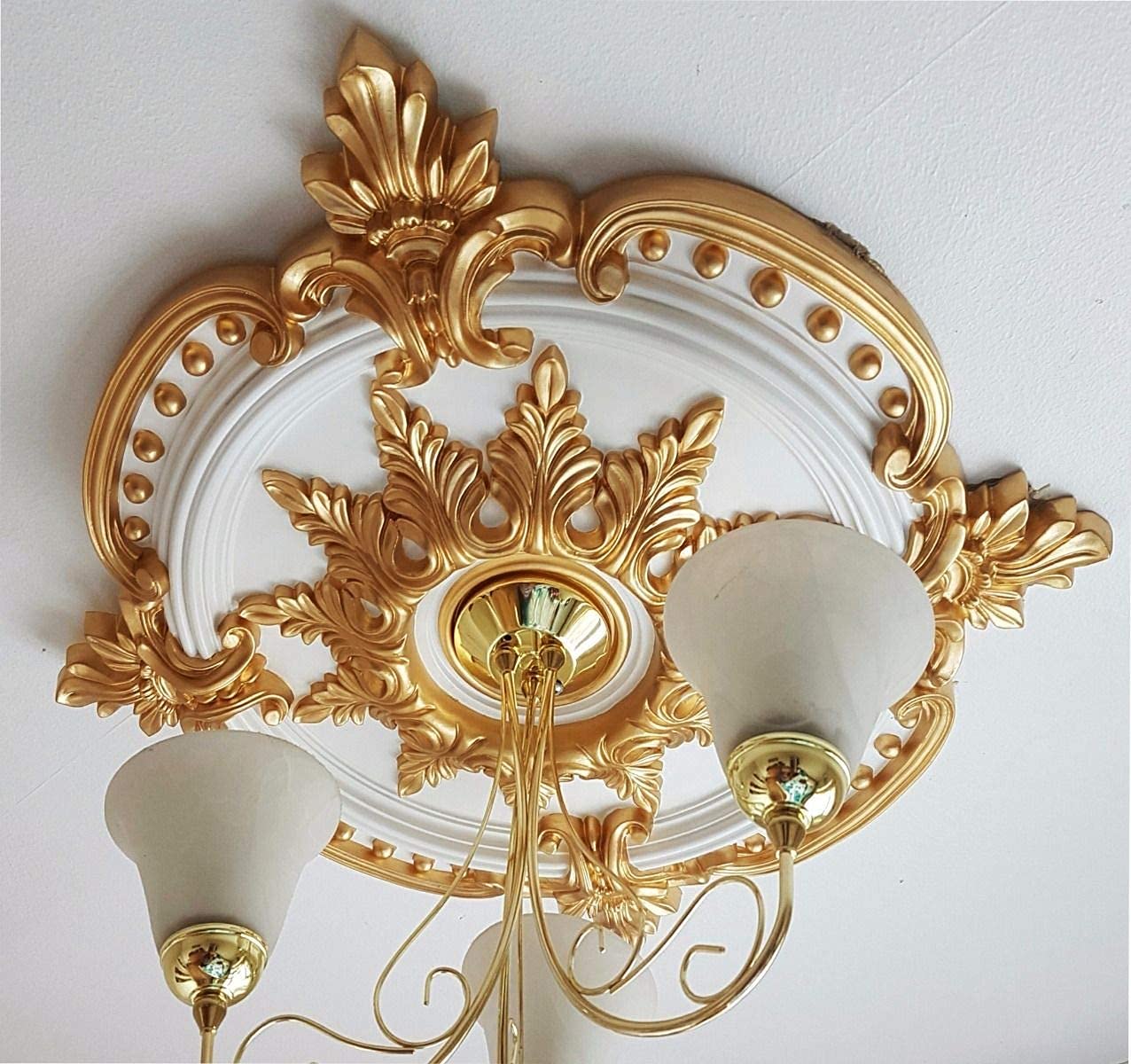 Bwuk Gold Large Ceiling Rose Beautiful Ornate Polystyrene Decor Victorian Medallion 72Cm Cr7g