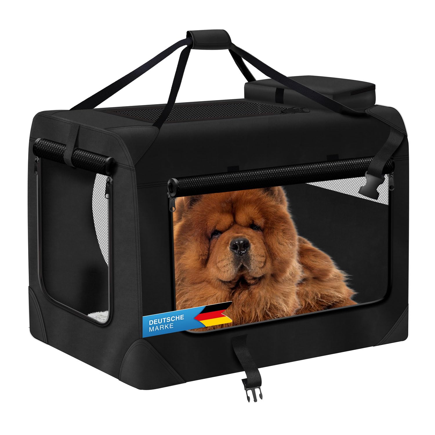 all Pets United® Transportín Plegable para Perros XL - 82x60x60 cm | Bolsa de transporte extensible - estructura de acero - nailon Oxford - apta para tren, coche y avión