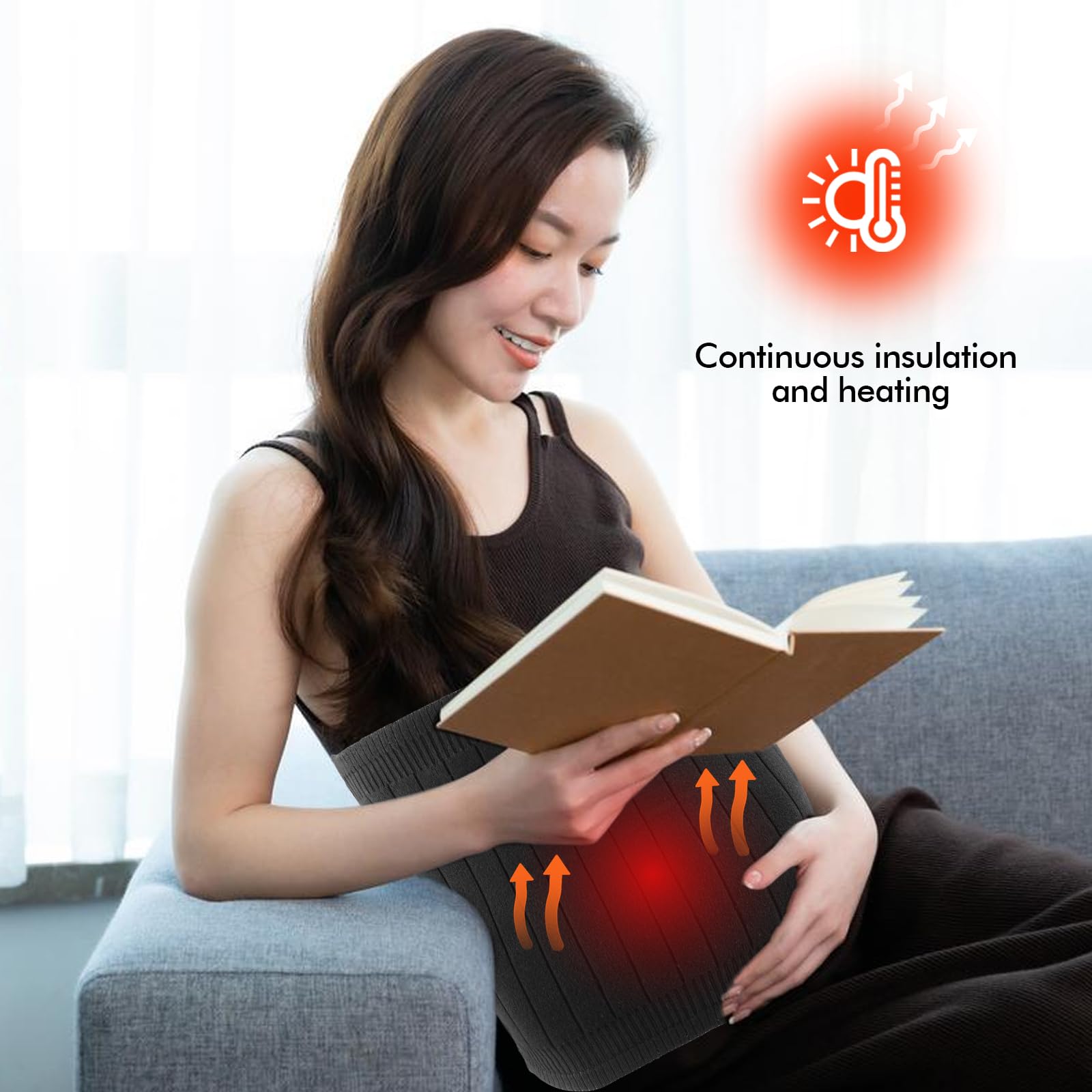 SPORWAY Calentador de espalda de cachemira para mujer: calentador de cintura para invierno, cinturón de calor para riñones, cintura elástica, soporte para cintura, protector de cintura, calentador de