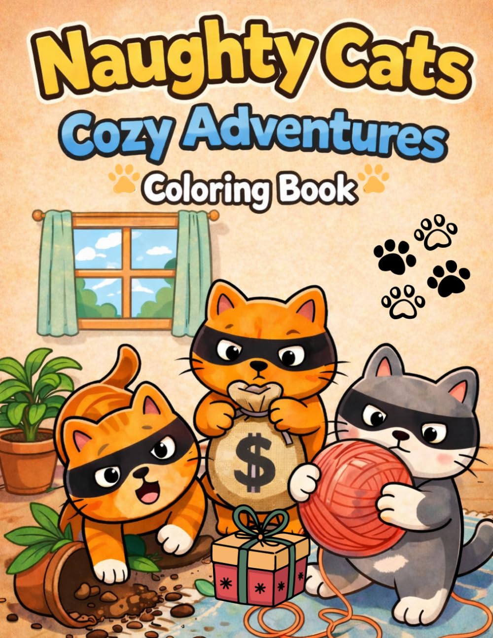 Naughty Cats Cozy Adventures: Cute, Funny & Relaxing Coloring Book for Adults and Teens