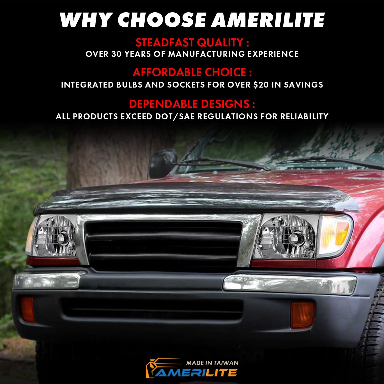 Amazon | AmeriLite 交換用ヘッドライトクローム 97-00トヨタ