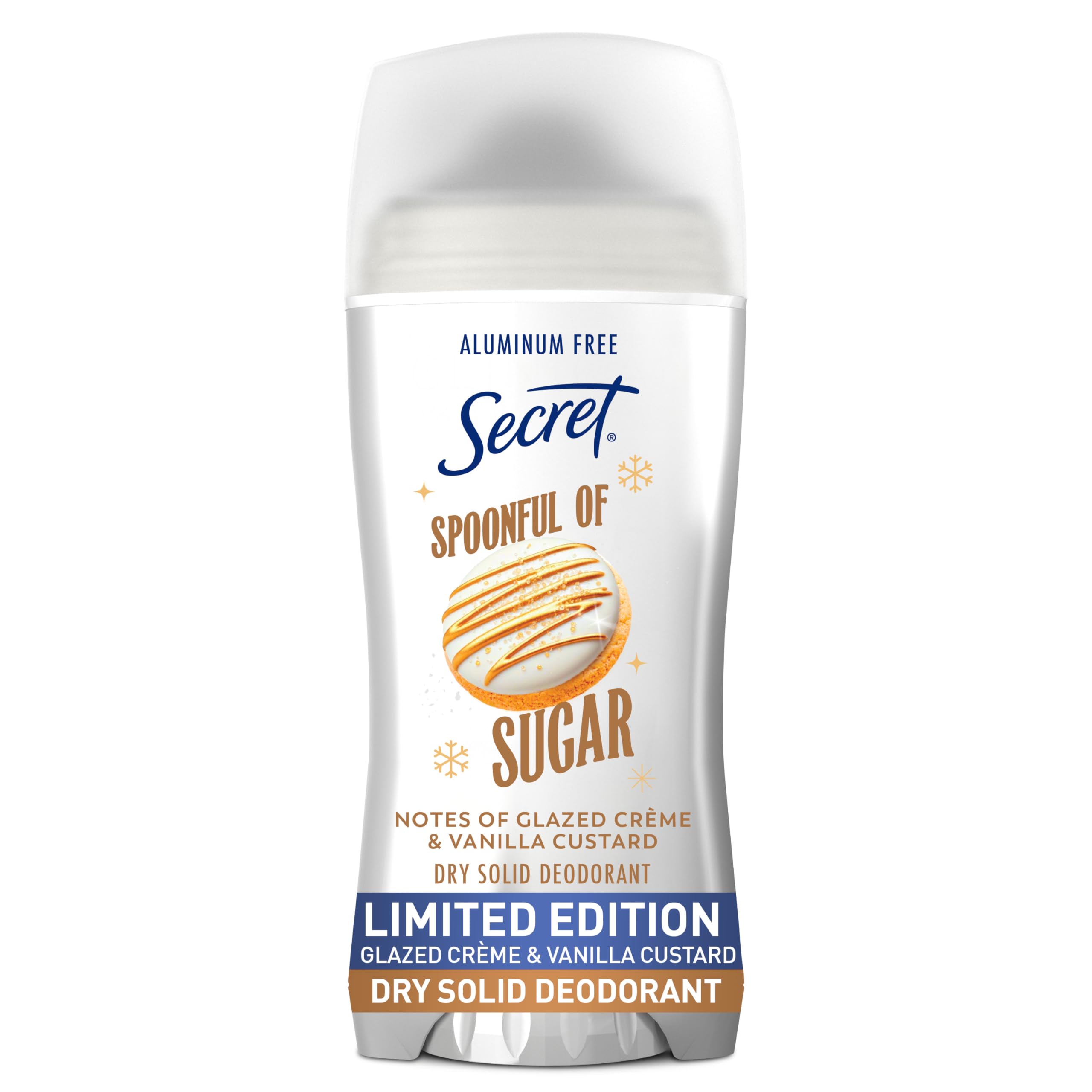 Secret Aluminum Free Deodorant for Women, 48hr Odor Protection with Pro-Hyaluronic Acid, PH Balancing Minerals, Holiday Dry Solid, Spoonful of Sugar