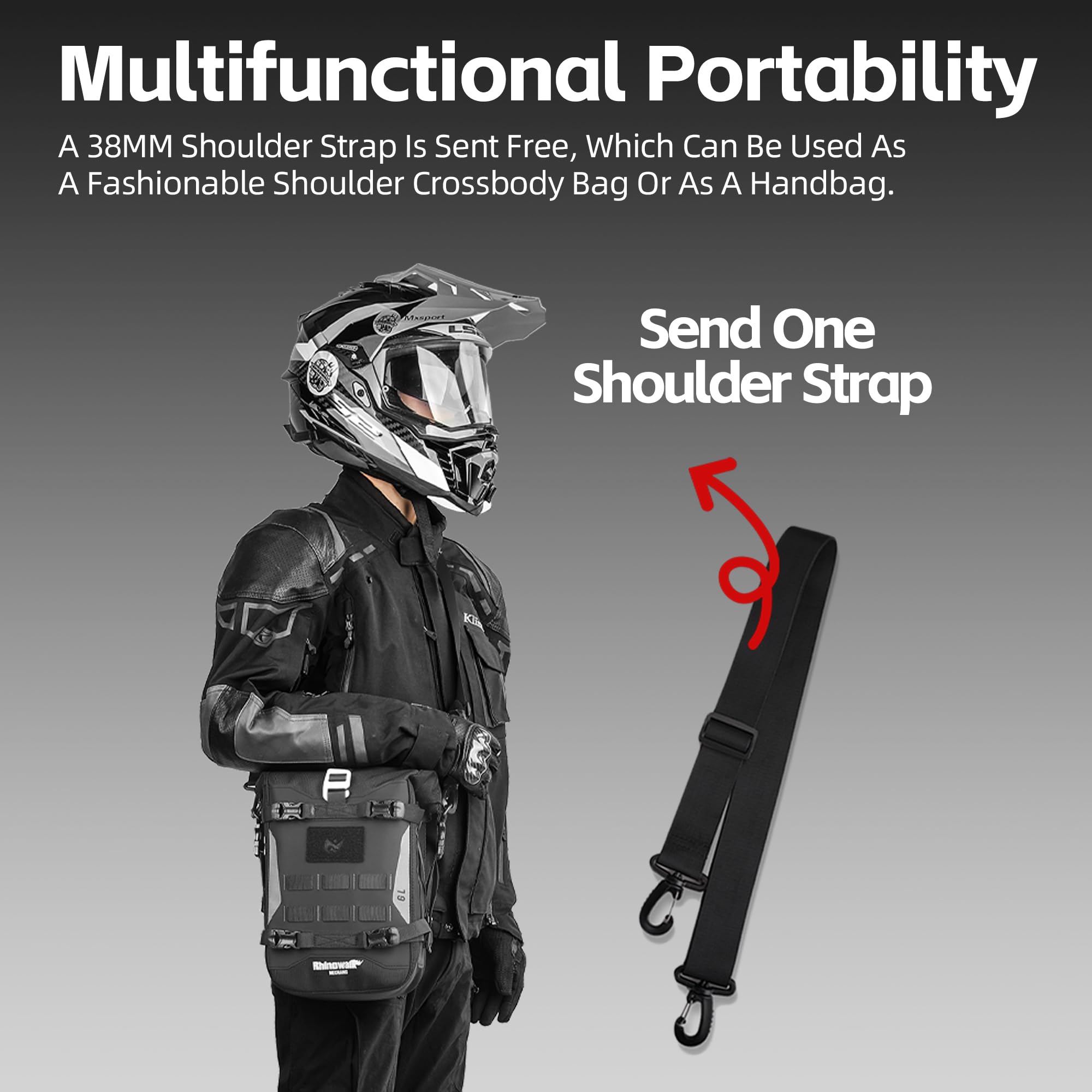 Rhinowalk Motorrad Sturzbügel Tasche – wasserdichte & Erweiterbare Satteltasche mit Schultergurt – Einzeltasche (1 Stück)