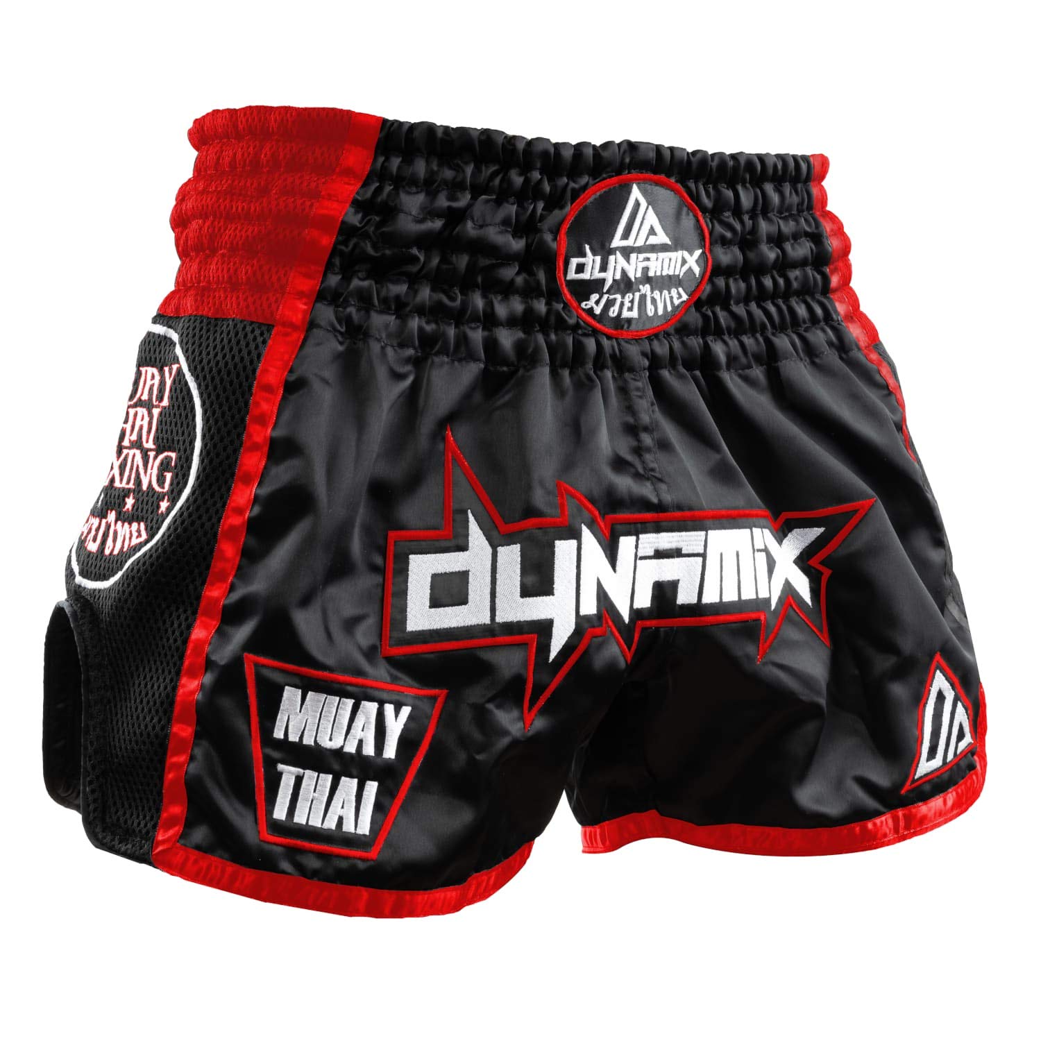 Muay Thai Shorts Warpath Weiß/Schwarz - Thaiboxen Thaibox Hose für Herren mit Air-Tech-Gewebe