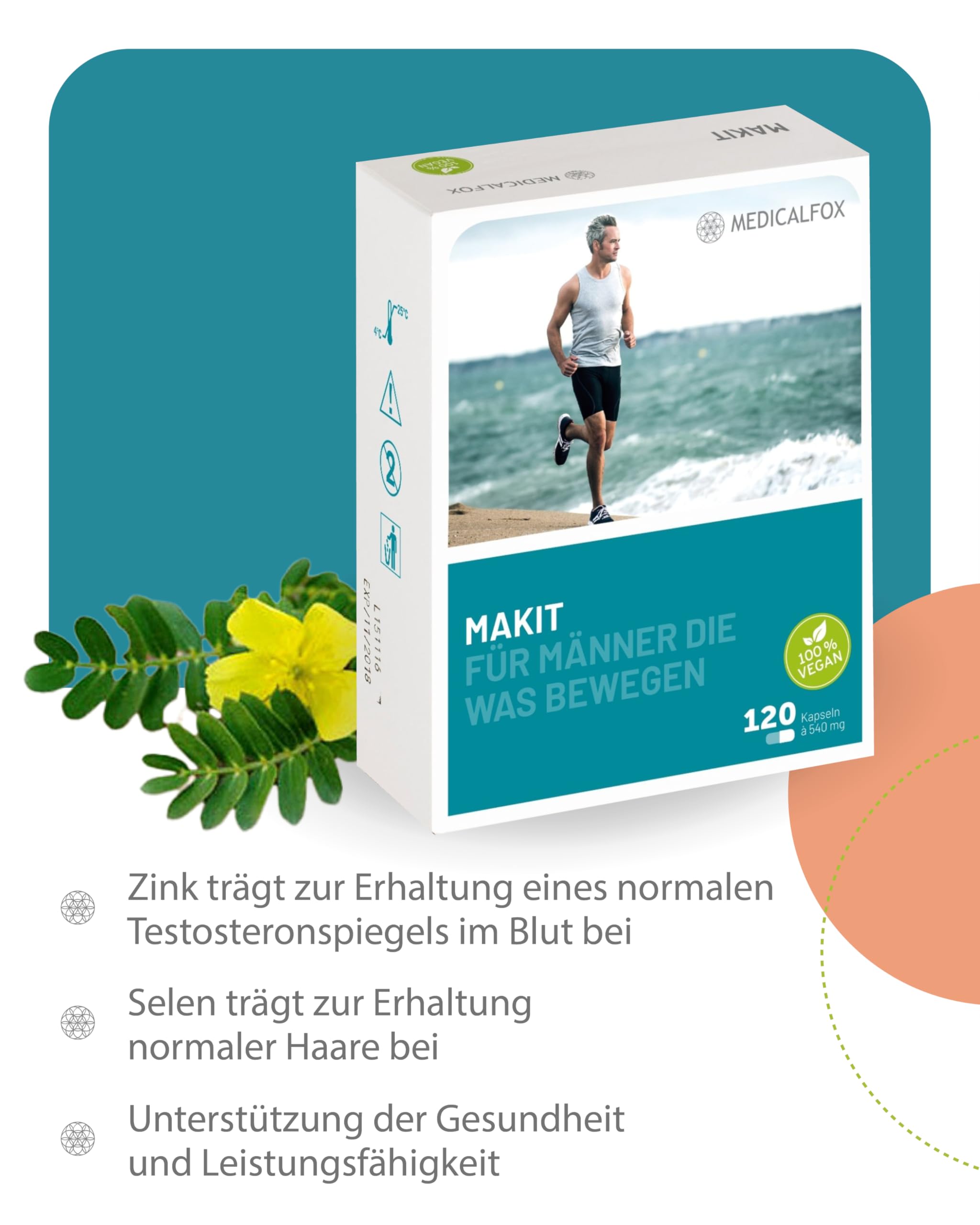 MAKIT Zink- und Maca Kapseln 120 Stk. Vegan - Nahrungsergänzung mit 5 mg Zink pro Kapsel und wertvollem Maca Extrakt 100 mg. Ohne künstliche Zusatzstoffe