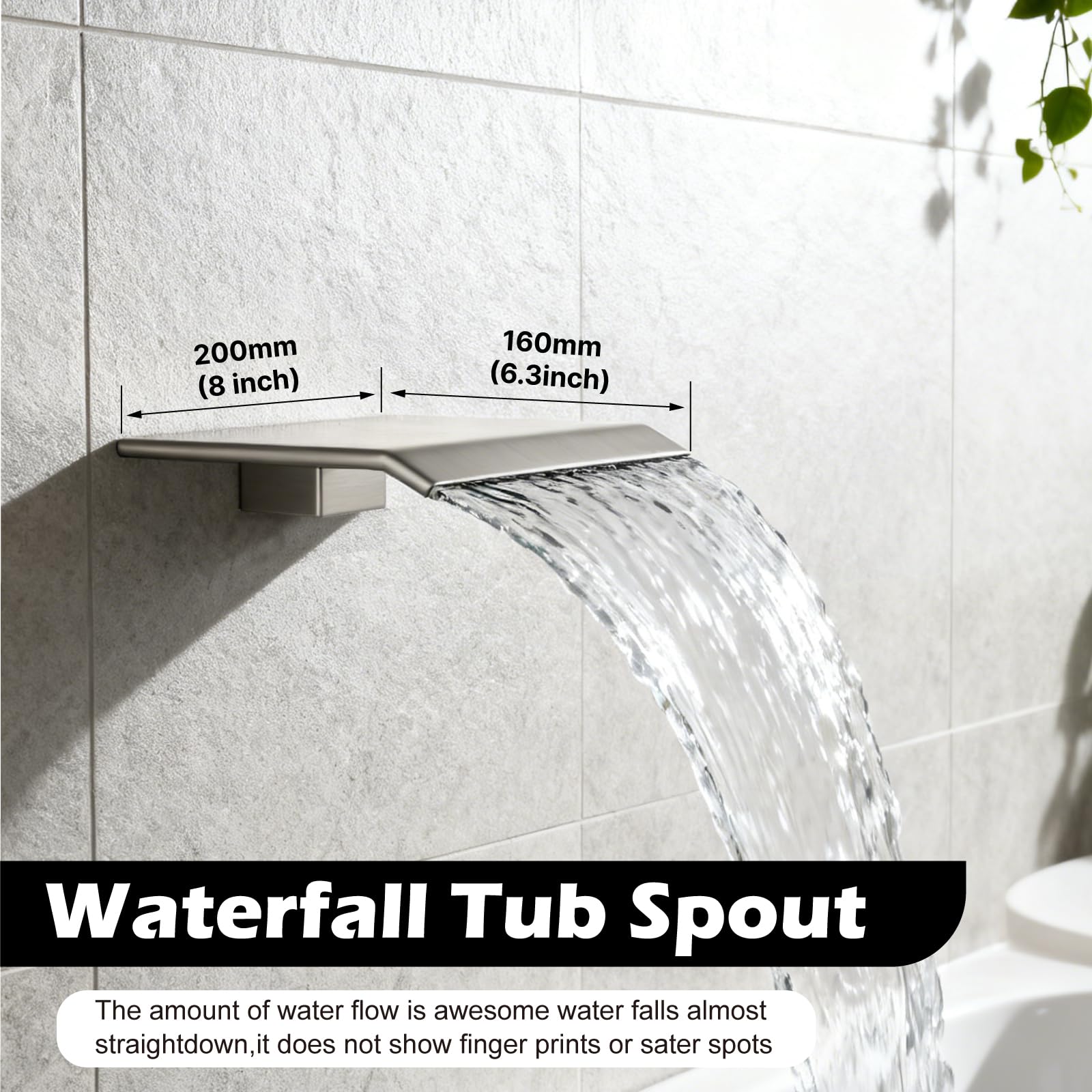 Sistema de ducha con caño para bañera, juego de grifería para bañera y ducha con cabezal de lluvia cuadrado y rociador de mano, juego de grifería para bañera de montaje en pared con válvula y kit d