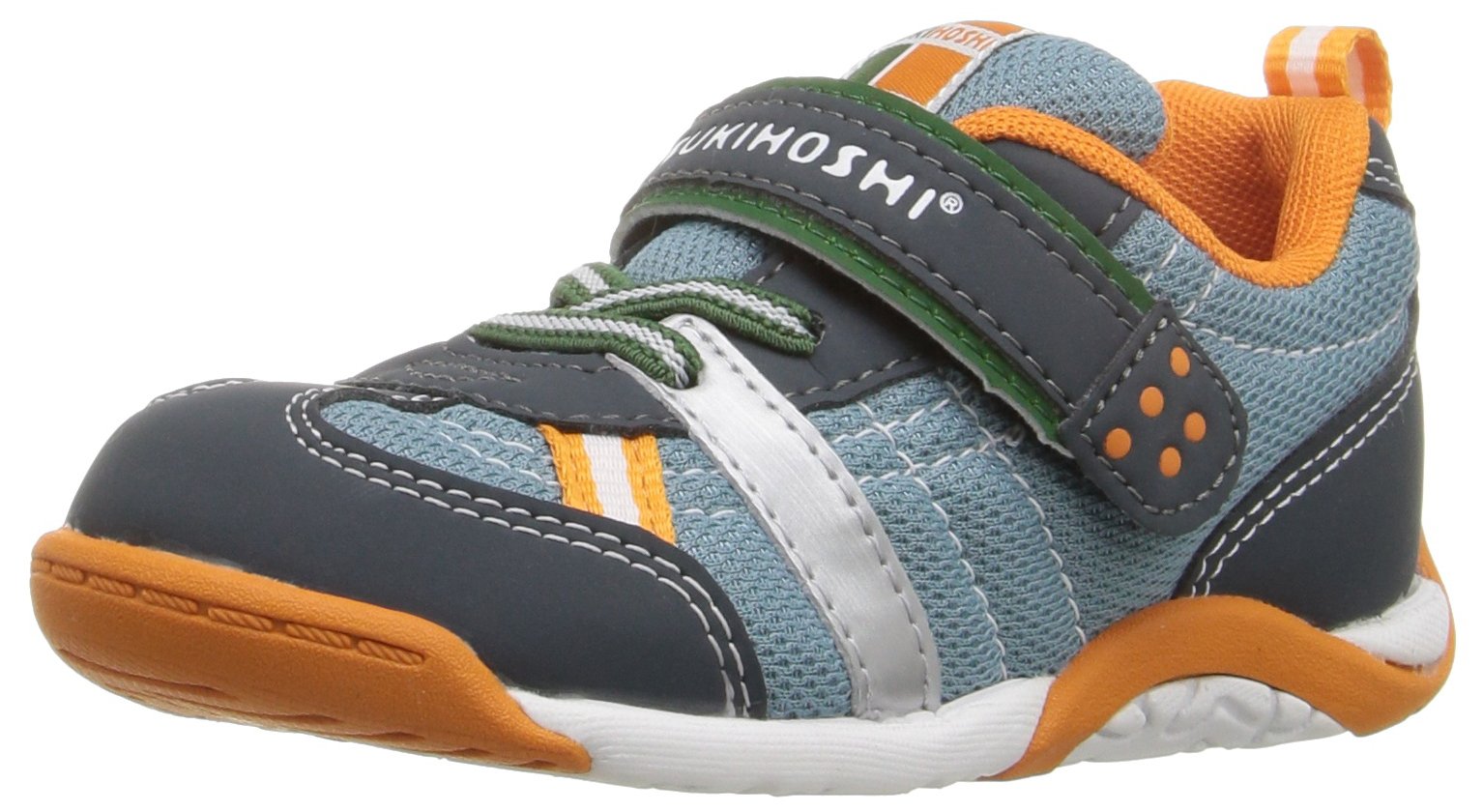 TSUKIHOSHI1521 KAZ Strap-Closure Machine-Washable Child Sneaker Shoe with Wide Toe Box and Slip-Resistant, Non-Marking Outsole - For Toddlers and Little Kids, Ages 1-8