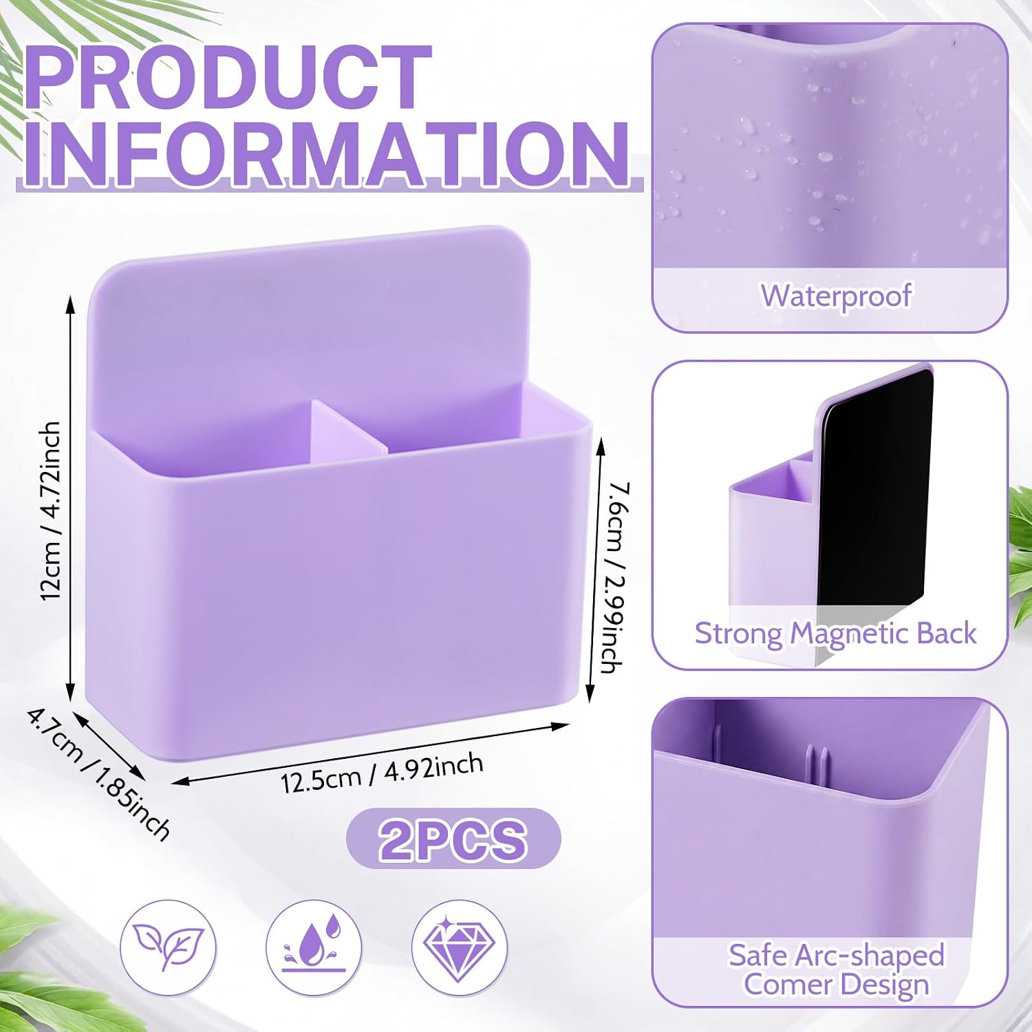 2 Pcs Magnetic Dry Erase Marker Holders for Whiteboard,Purple image 3
