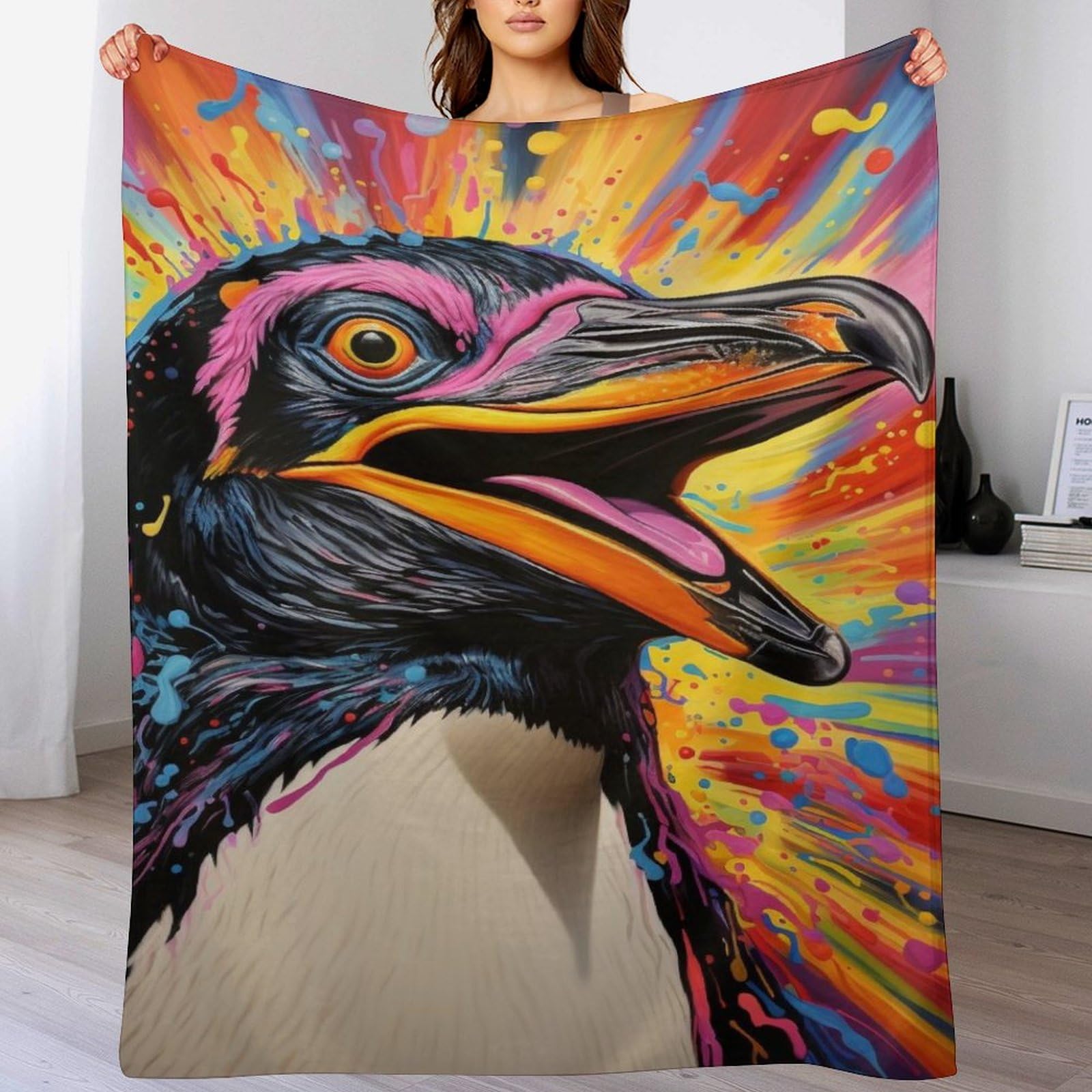 Pingouin jeté de lit en flannel premium couverture de salon