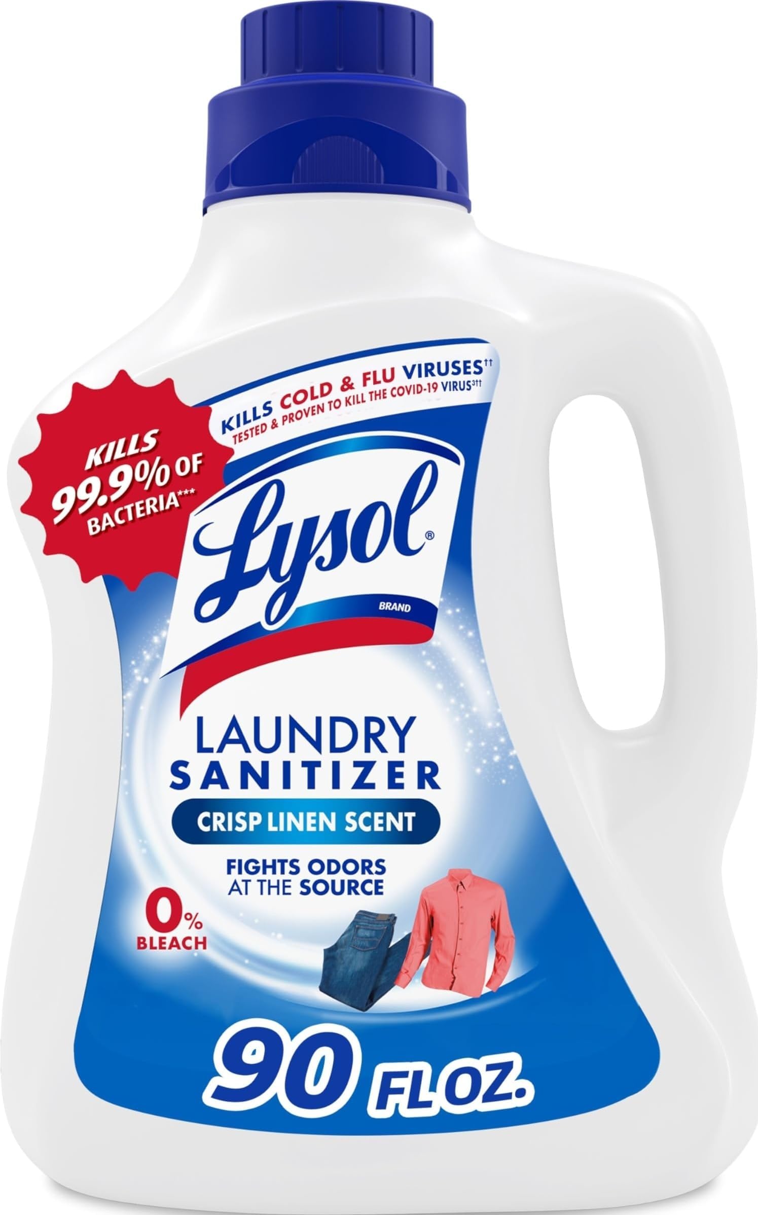 Laundry Sanitizer Additive, Bacteria-Causing Laundry Odor Eliminator, Detergent Additive, Crisp Linen, 90oz